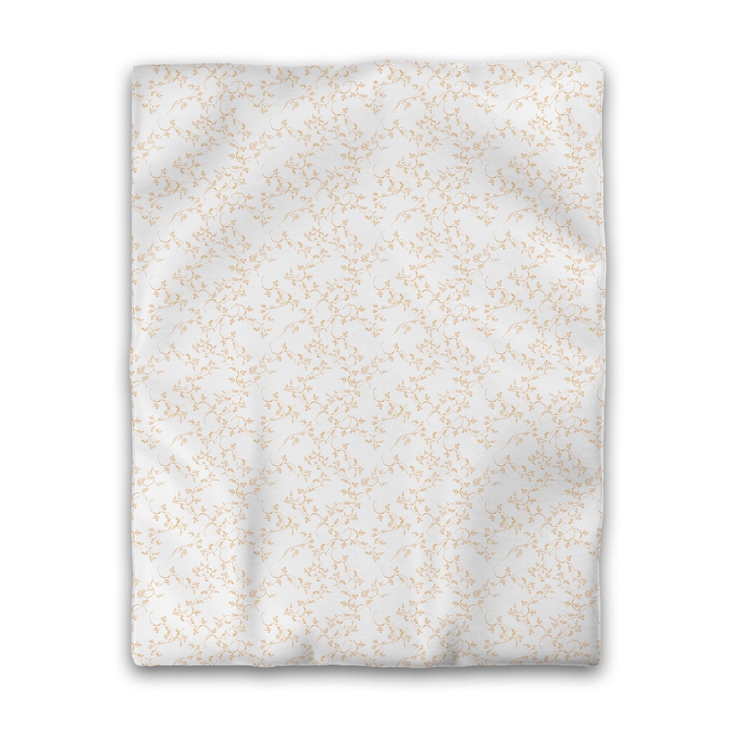 White Microfiber Duvet Cover, Pale Orange Hand-painted Vine Print, Twin (width x length) 68 x 88 inches / 173 x 224 cm