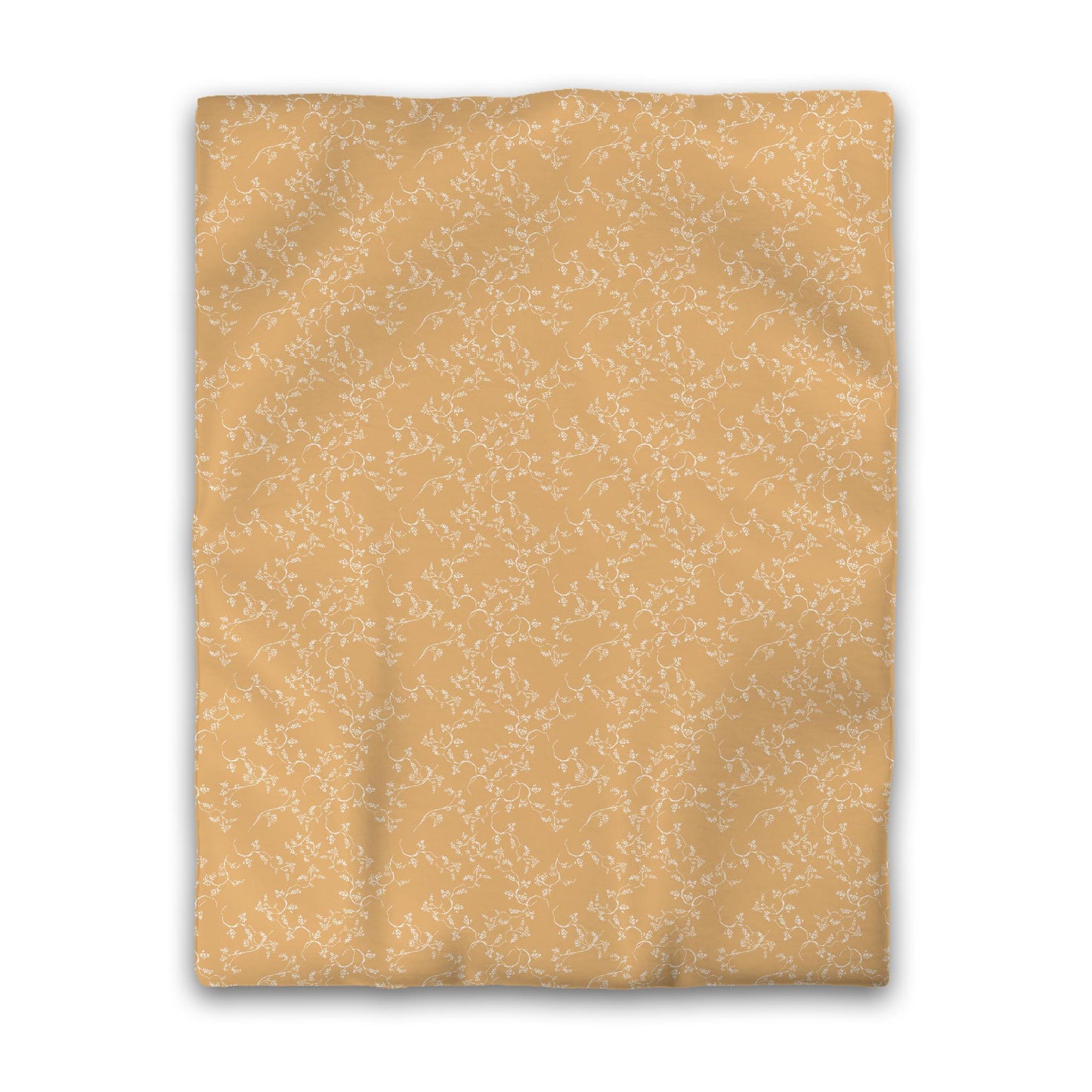 Pale Orange Microfiber Duvet Cover, White Hand-painted Vine Print, Twin (width x length) 68 x 88 inches / 173 x 224 cm