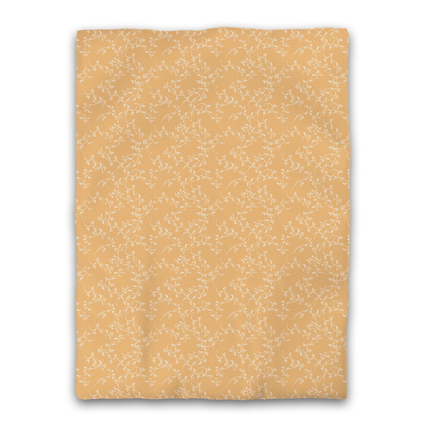 Pale Orange Microfiber Duvet Cover, White Hand-painted Vine Print, Twin XL (width x length) 68 x 92 inches / 173 x 234 cm