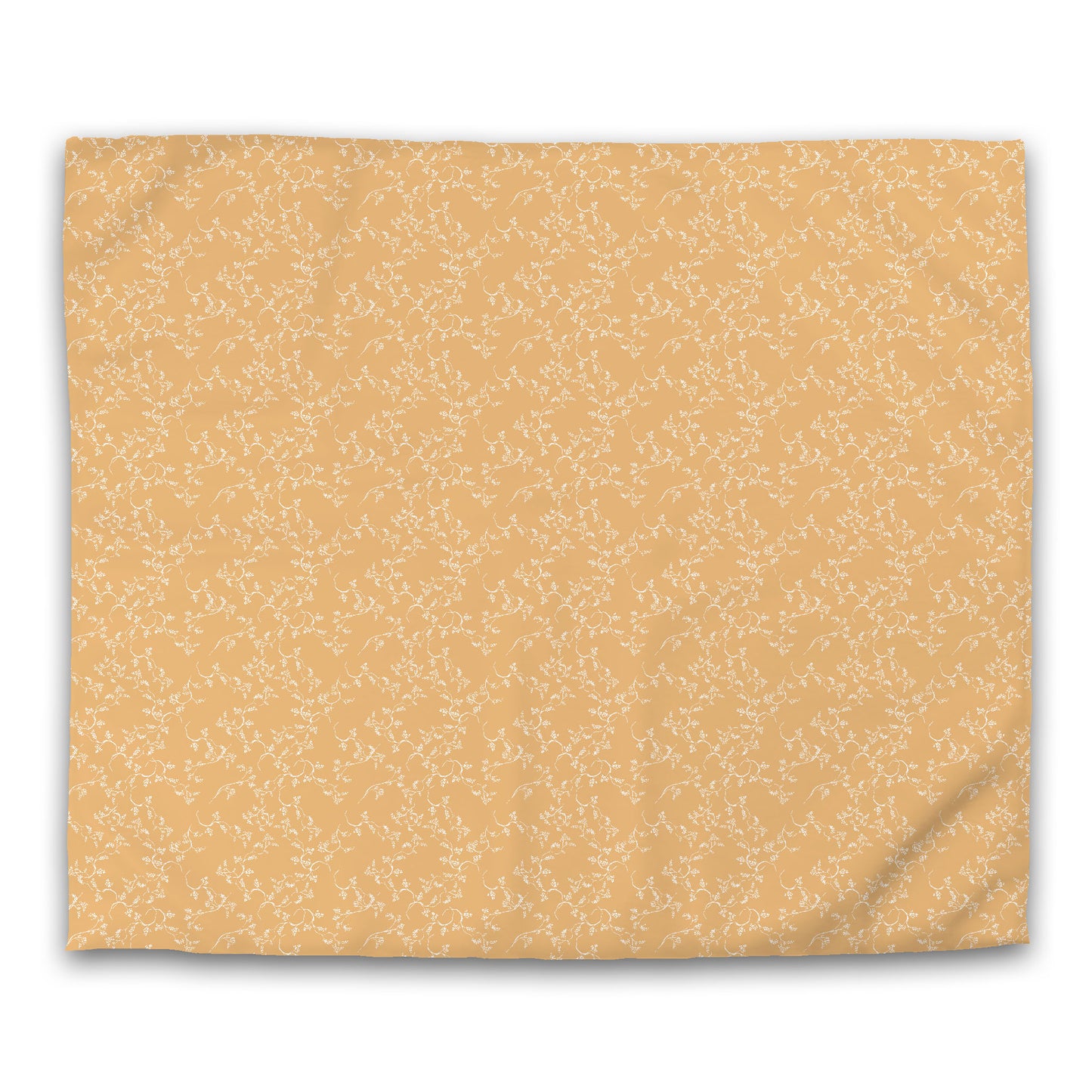 Pale Orange Microfiber Duvet Cover, White Hand-painted Vine Print | MFDU-1232-182