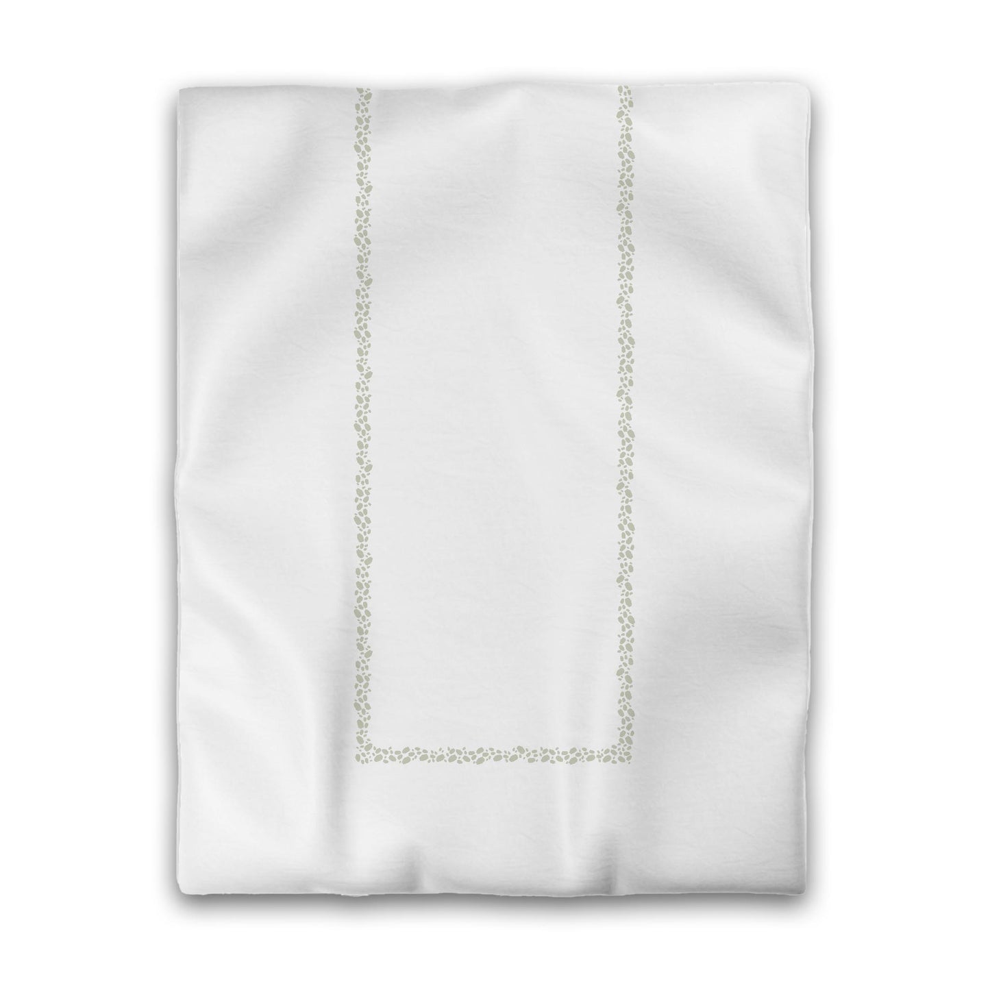 White Microfiber Duvet Cover, Pale Green Hand-painted Dab Motif Print, Classic Border, Twin (width x length) 68 x 88 inches / 173 x 224 cm