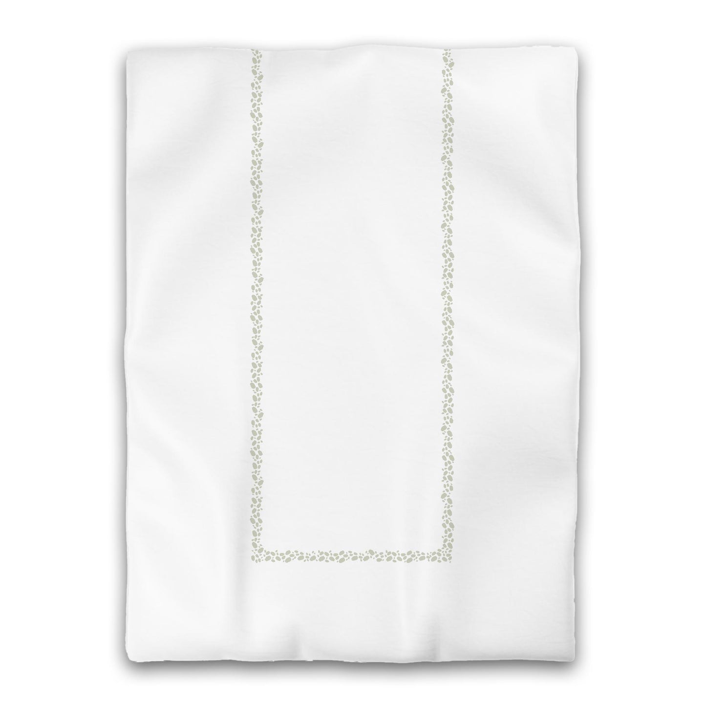 White Microfiber Duvet Cover, Pale Green Hand-painted Dab Motif Print, Classic Border, Twin XL (width x length) 68 x 92 inches / 173 x 234 cm