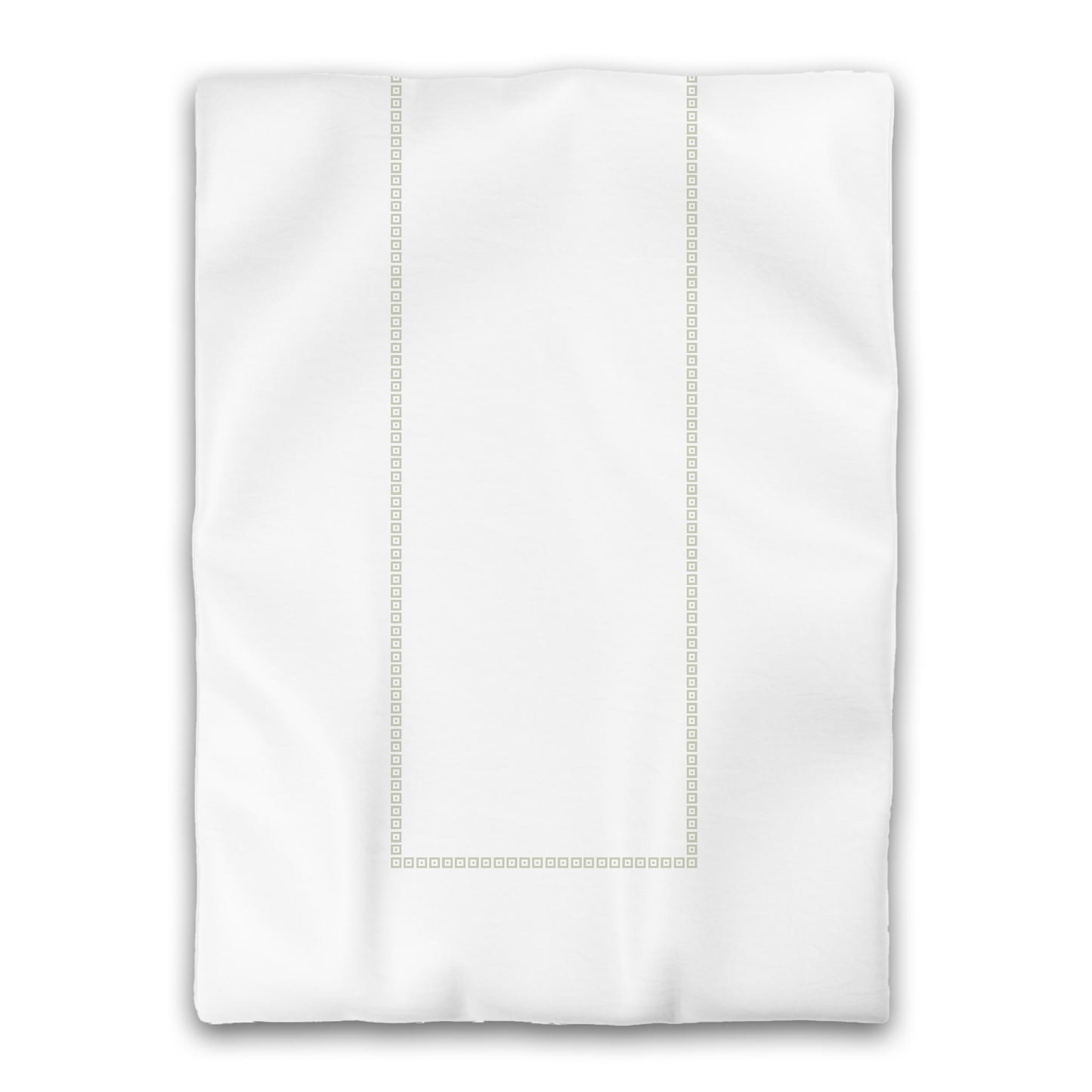White Microfiber Duvet Cover, Pale Green Repeating Square Motif Print, Classic Border, Twin XL (width x length) 68 x 92 inches / 173 x 234 cm