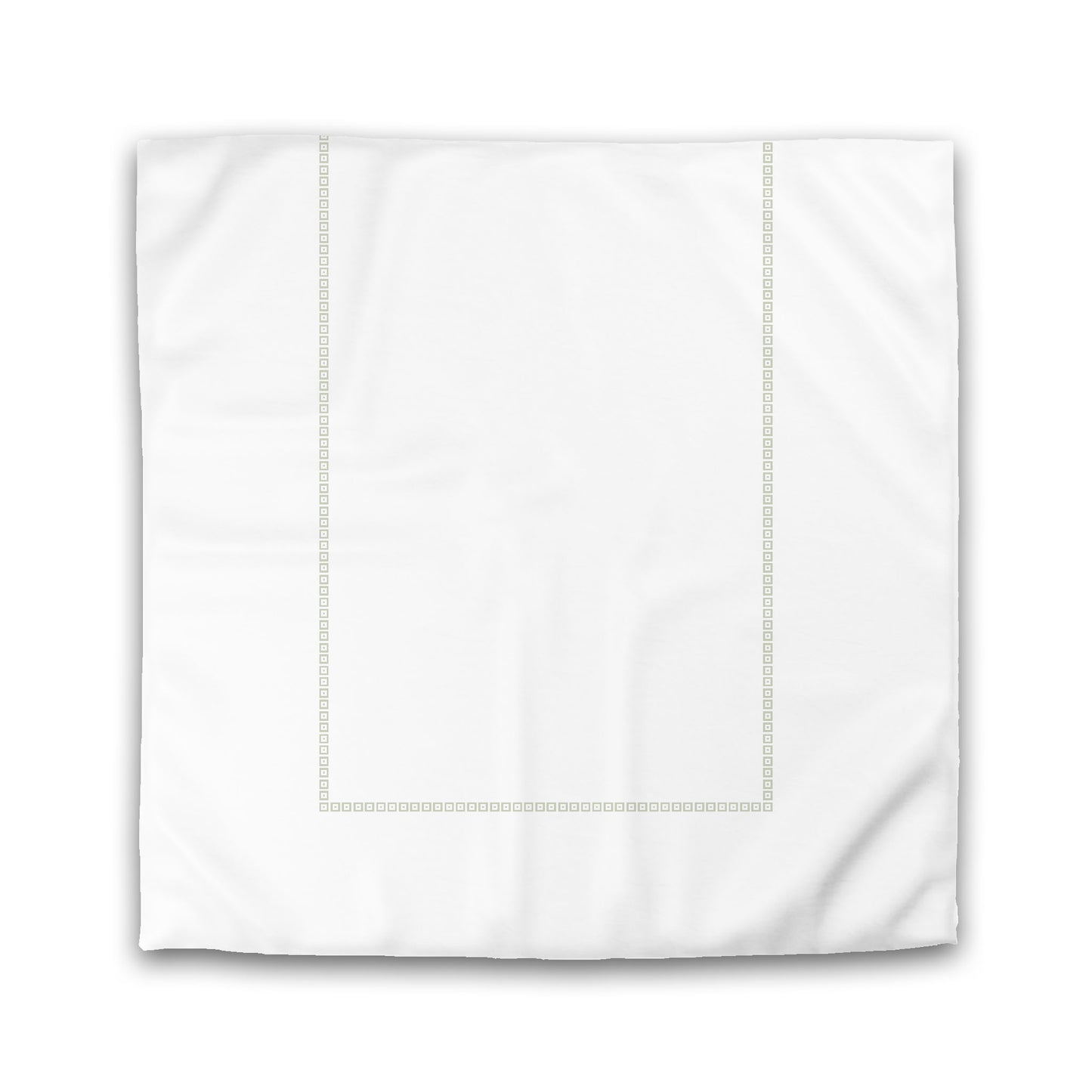 Off-white Cotton Sateen Duvet Cover, Pale Green Repeating Square Motif Print, Classic Border, King (width x length) 106 x 92 inches / 269 x 234 cm