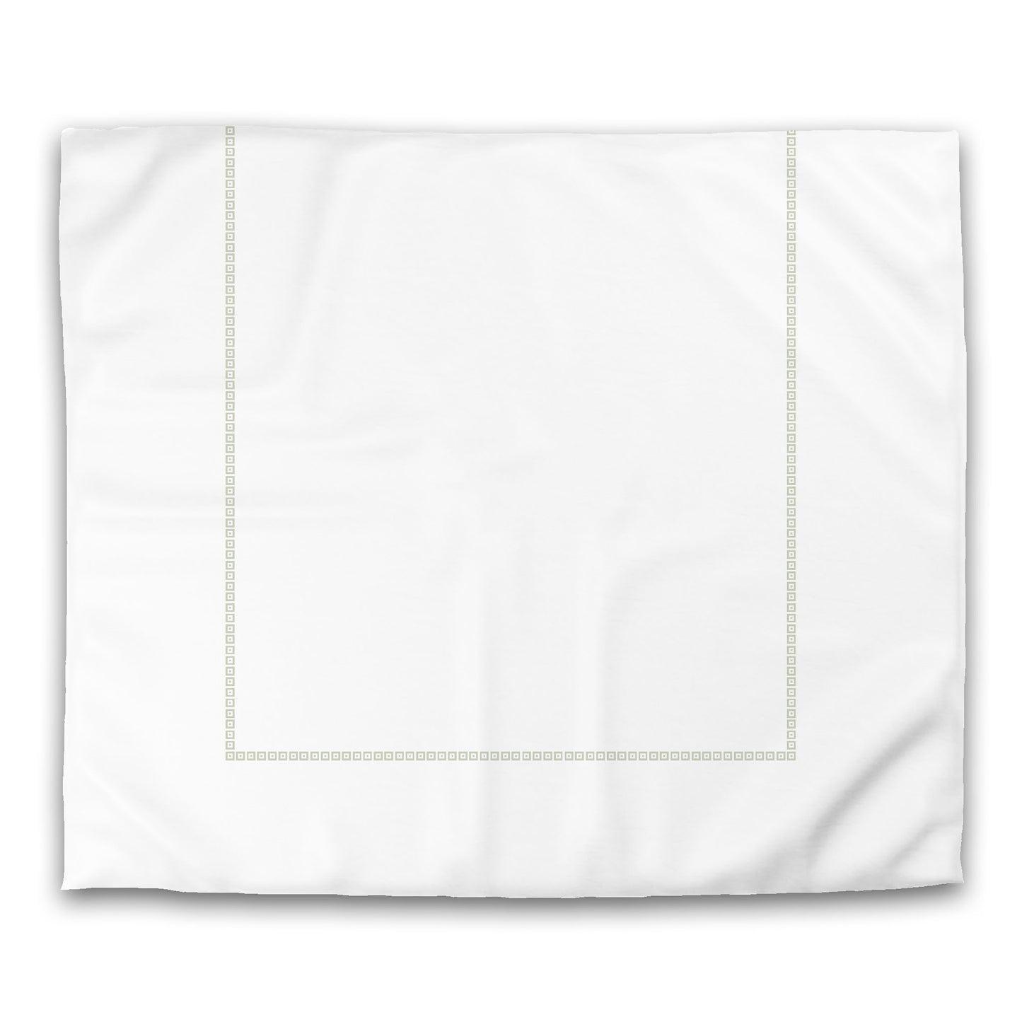 Off-white Cotton Sateen Duvet Cover, Pale Green Repeating Square Motif Print, Classic Border | CSDU-1241-121