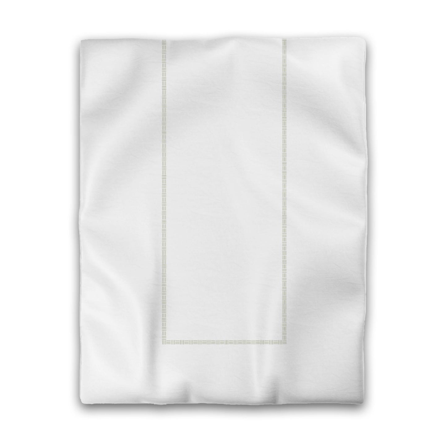 White Microfiber Duvet Cover, Pale Green Single Weave Motif Print, Classic Border, Twin (width x length) 68 x 88 inches / 173 x 224 cm