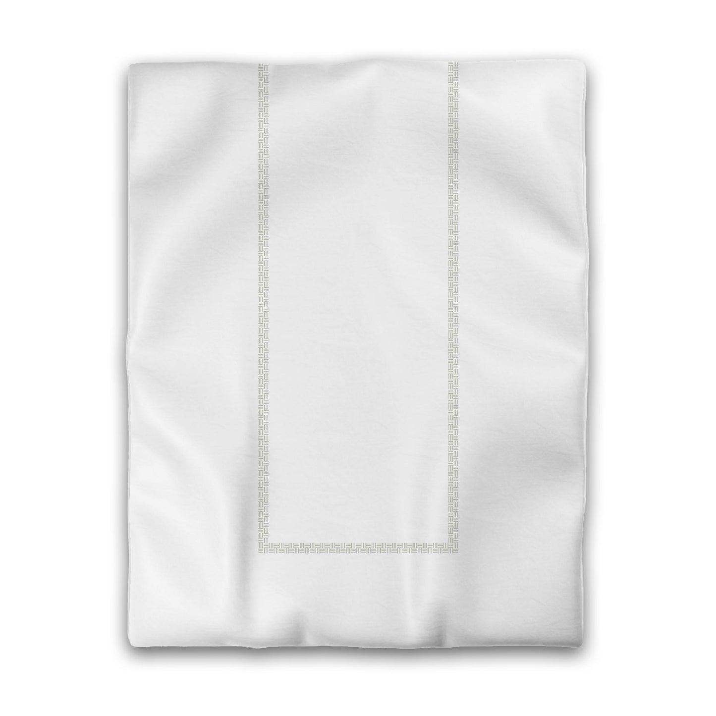 White Microfiber Duvet Cover, Pale Green Double Weave Motif Print, Classic Border, Twin (width x length) 68 x 88 inches / 173 x 224 cm
