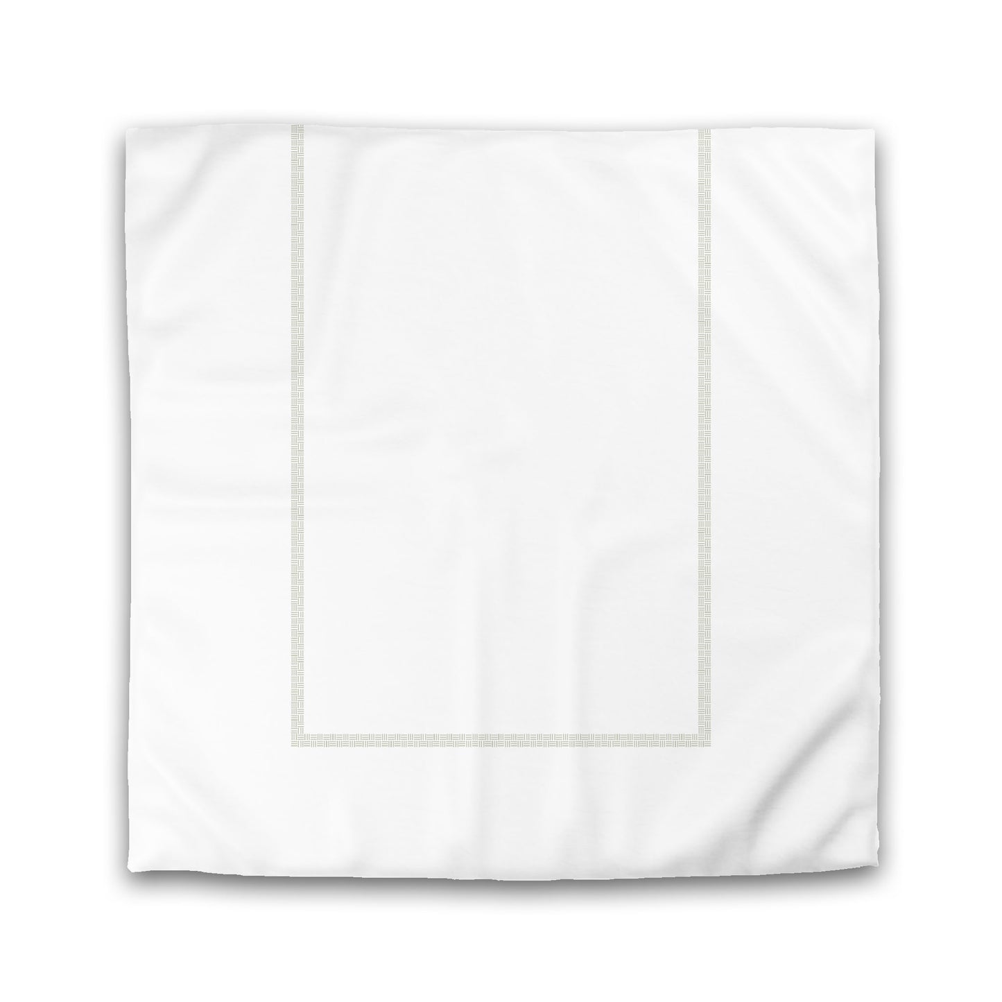 Off-white Cotton Sateen Duvet Cover, Pale Green Double Weave Motif Print, Classic Border, King (width x length) 106 x 92 inches / 269 x 234 cm