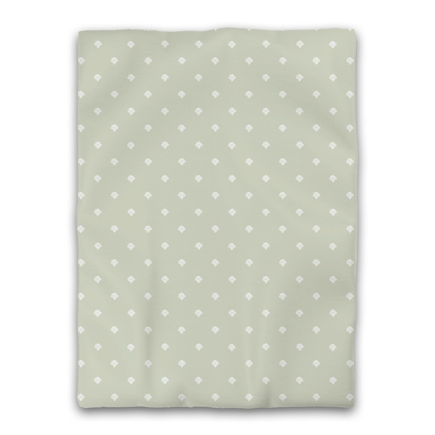 Pale Green Microfiber Duvet Cover, White Hand-painted Swizzle Motif Print, Twin XL (width x length) 68 x 92 inches / 173 x 234 cm