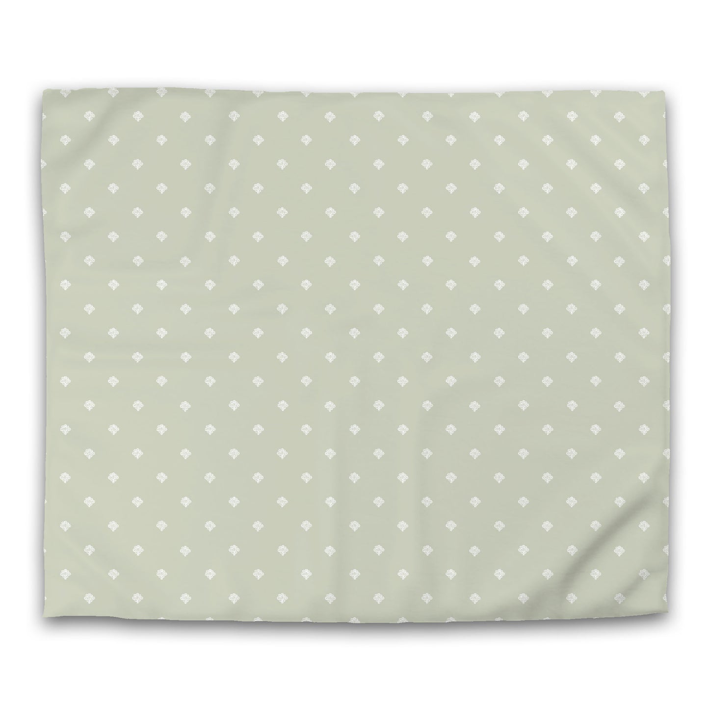Pale Green Cotton Sateen Duvet Cover, Off-white Hand-painted Swizzle Motif Print | CSDU-1241-172
