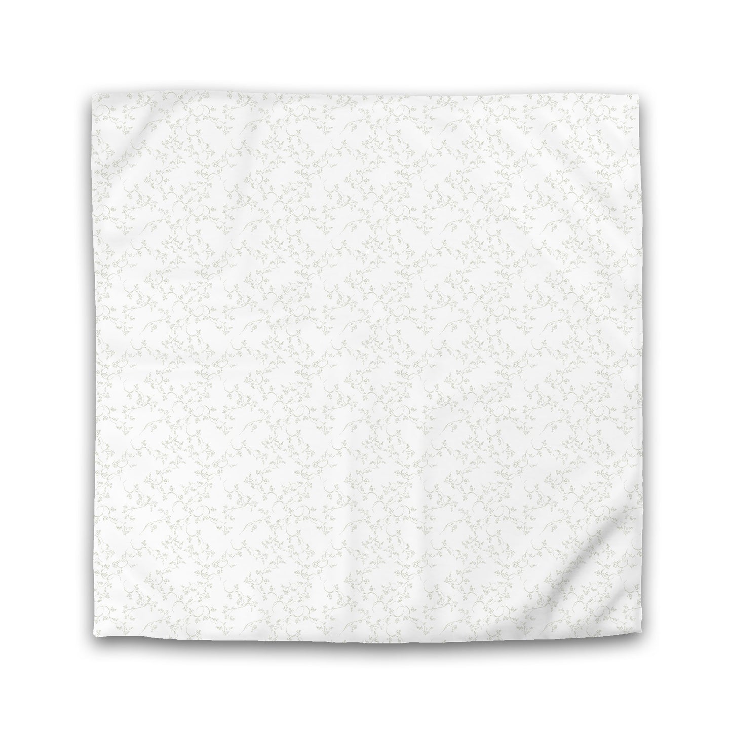 White Microfiber Duvet Cover, Pale Green Hand-painted Vine Print, King (width x length) 104 x 88 inches / 264 x 224 cm