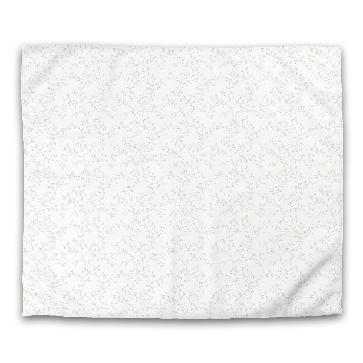 White Microfiber Duvet Cover, Pale Green Hand-painted Vine Print | MFDU-1241-181