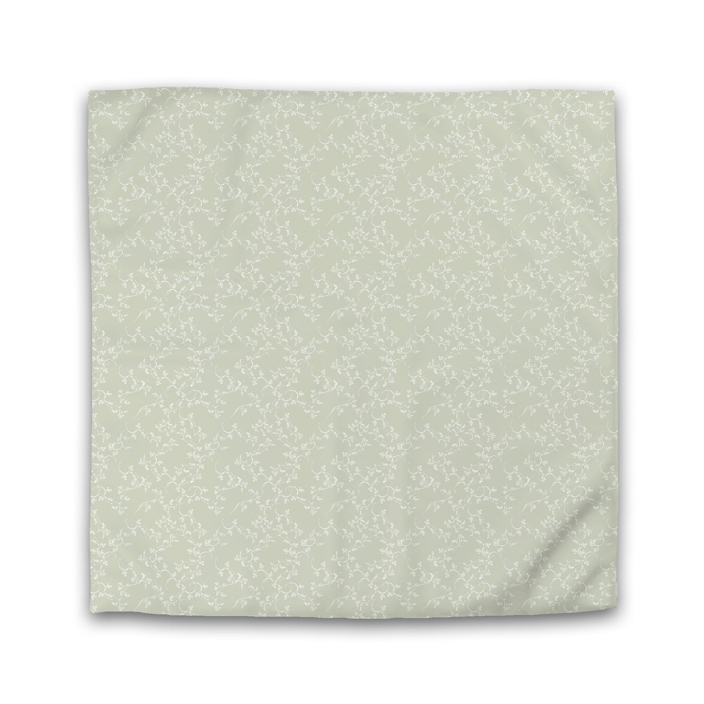 Pale Green Cotton Sateen Duvet Cover, Off-white Hand-painted Vine Print, King (width x length) 106 x 92 inches / 269 x 234 cm