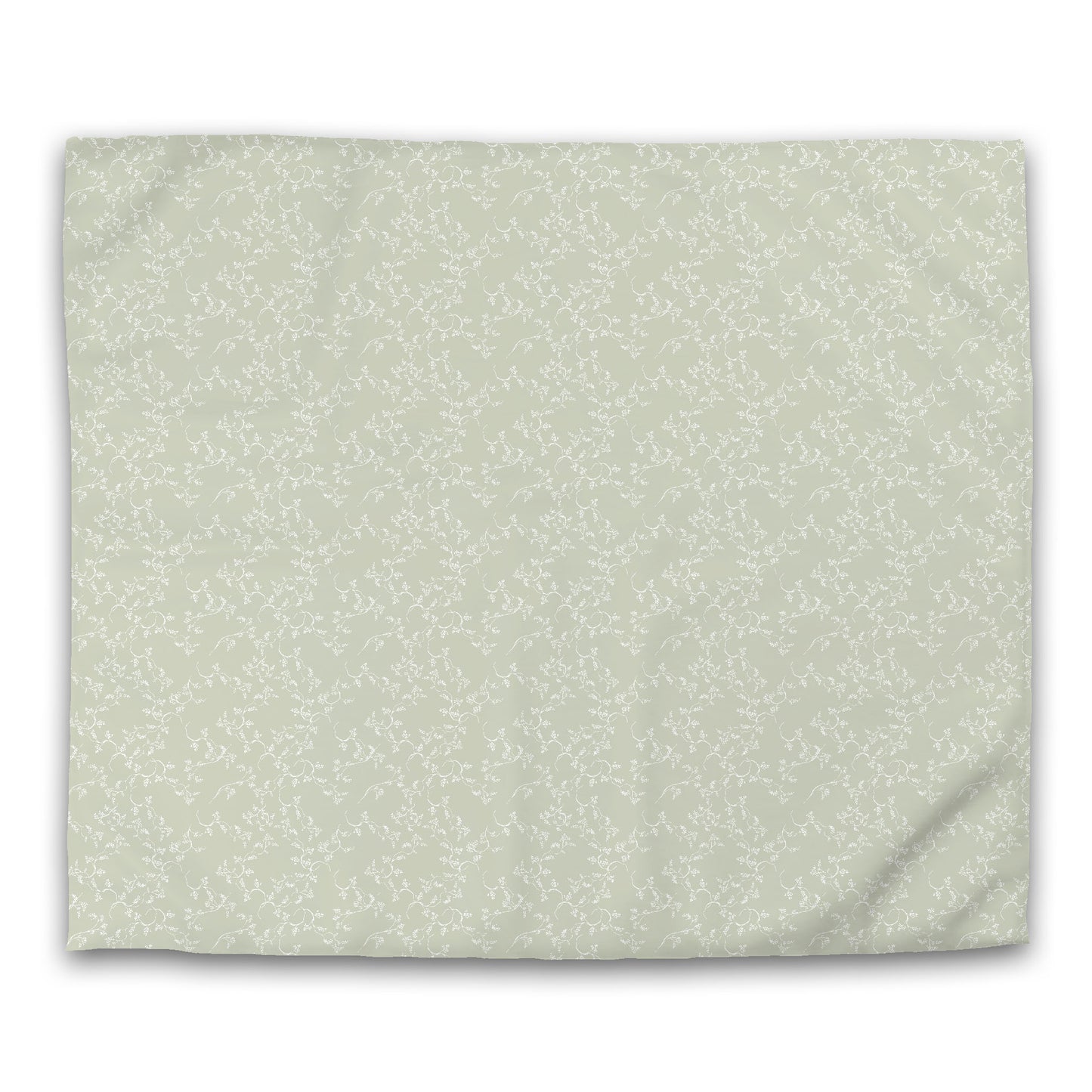 Pale Green Microfiber Duvet Cover, White Hand-painted Vine Print | MFDU-1241-182