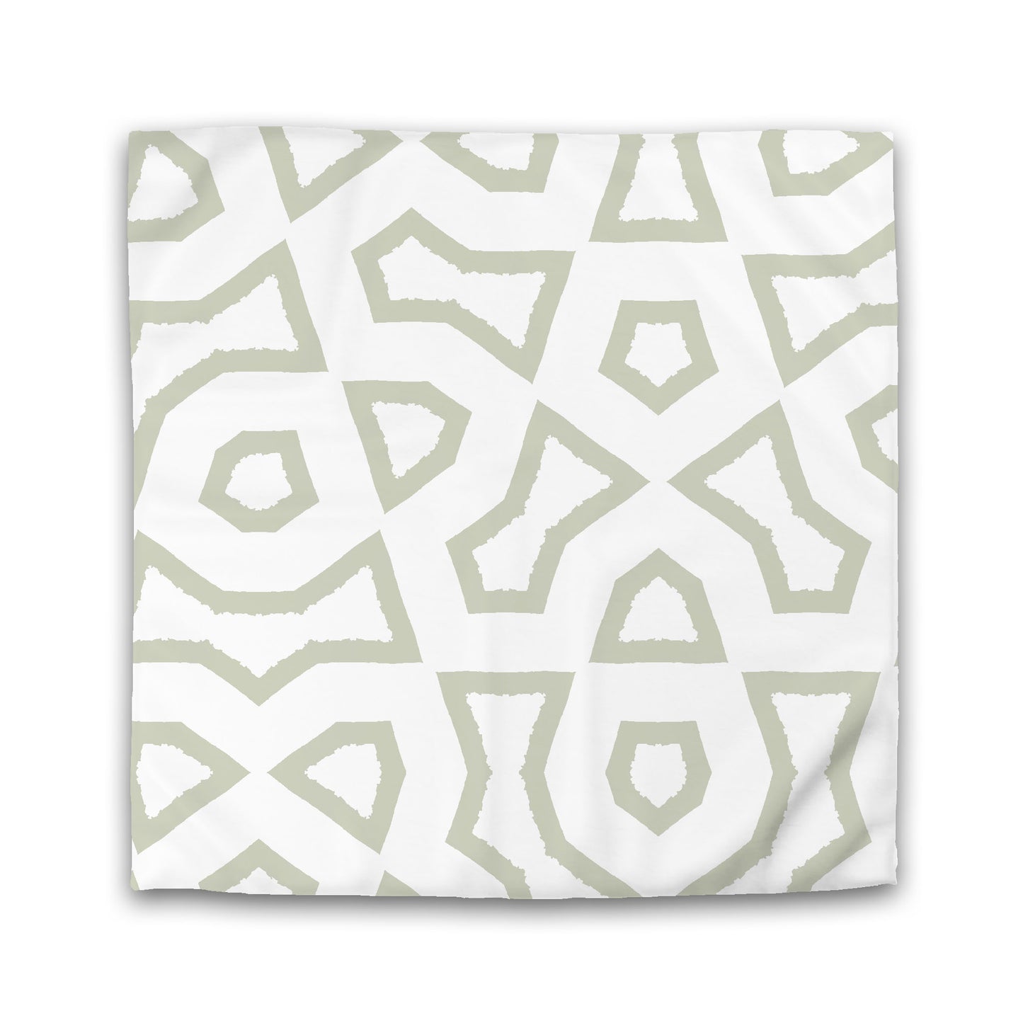 Off-white Cotton Sateen Duvet Cover, Bold Pale Green Graphic, King (width x length) 106 x 92 inches / 269 x 234 cm