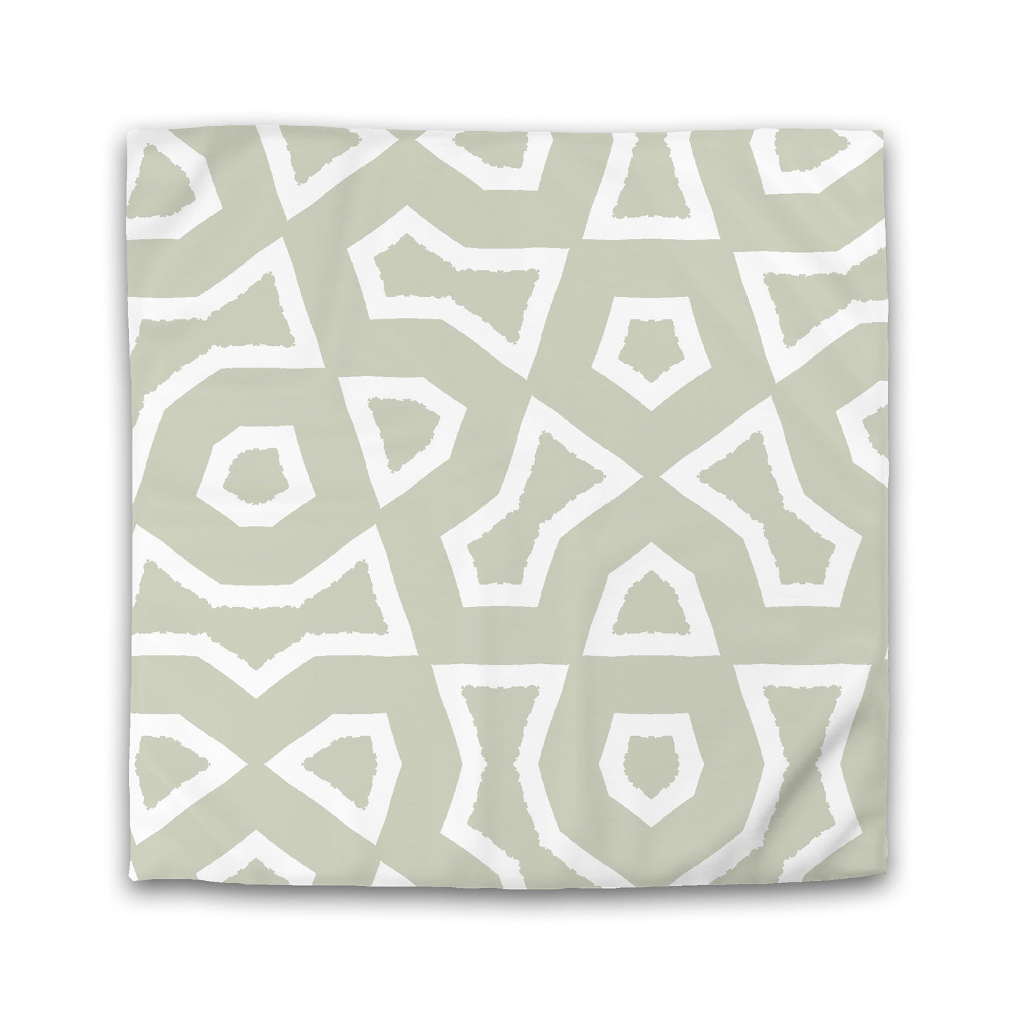 Pale Green Cotton Sateen Duvet Cover, Bold Off-white Graphic, King (width x length) 106 x 92 inches / 269 x 234 cm