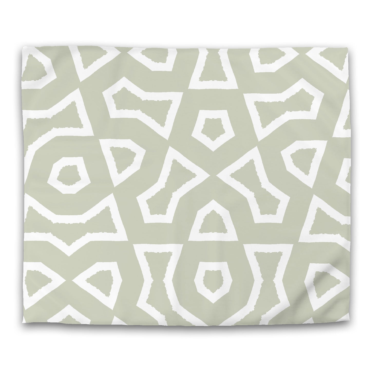 Pale Green Cotton Sateen Duvet Cover, Bold Off-white Graphic | CSDU-1241-392