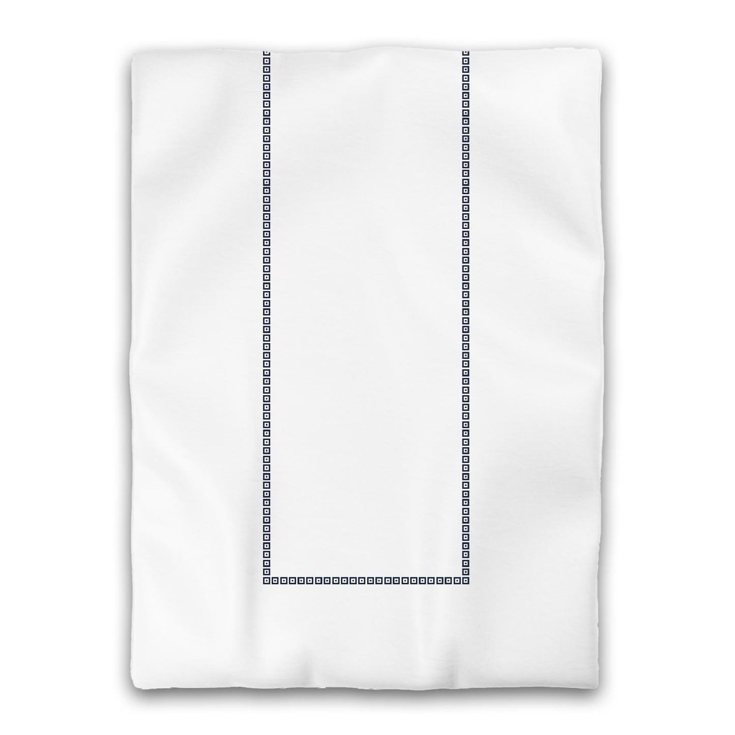 White Microfiber Duvet Cover, Navy Blue Repeating Square Motif Print, Classic Border, Twin XL (width x length) 68 x 92 inches / 173 x 234 cm