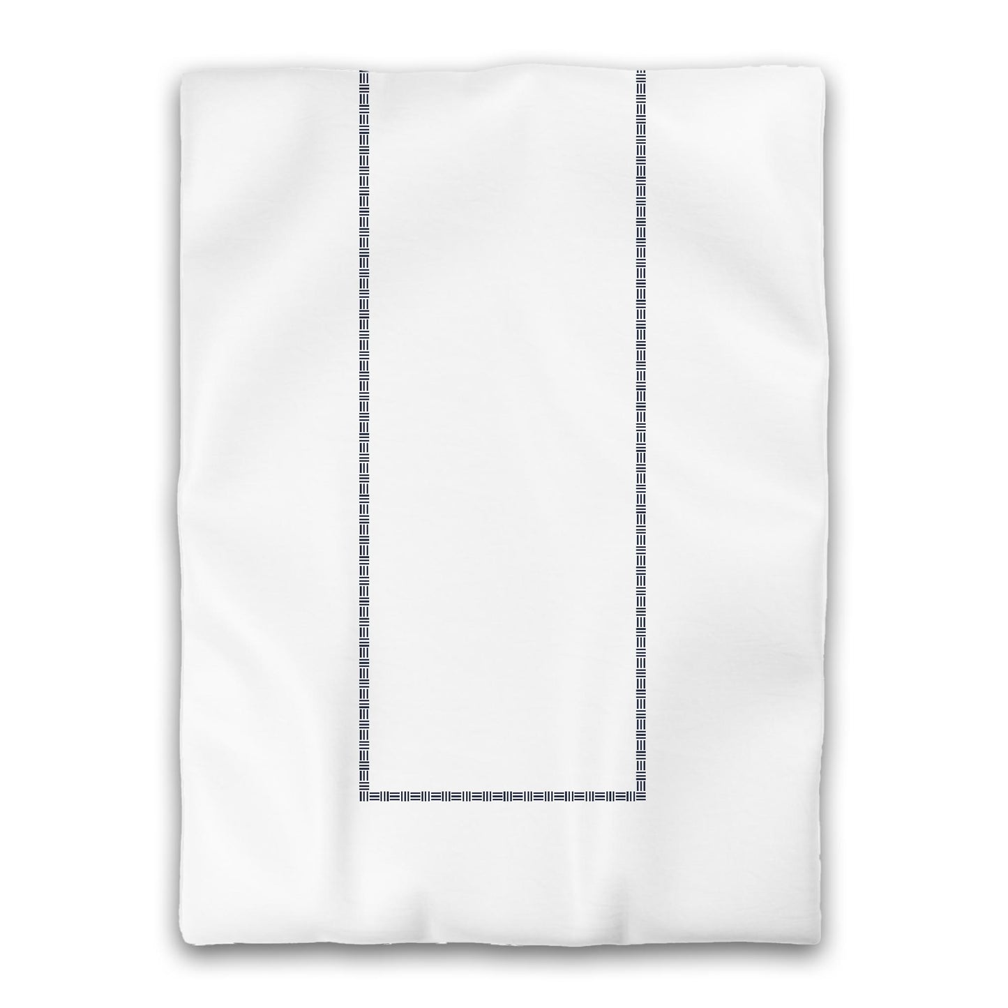 White Microfiber Duvet Cover, Navy Blue Single Weave Motif Print, Classic Border, Twin XL (width x length) 68 x 92 inches / 173 x 234 cm