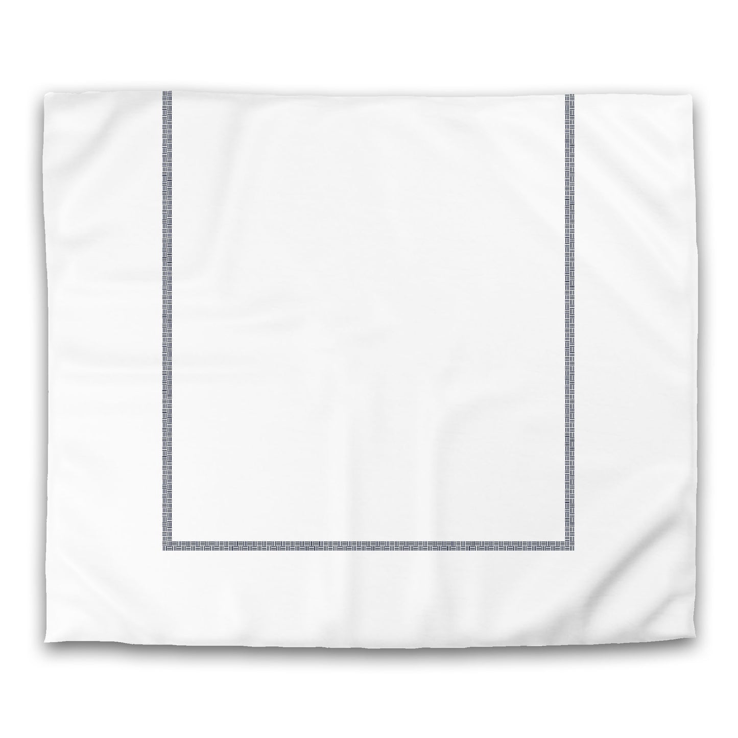 White Microfiber Duvet Cover, Navy Blue Double Weave Motif Print, Classic Border, King (width x length) 104 x 88 inches / 264 x 224 cm