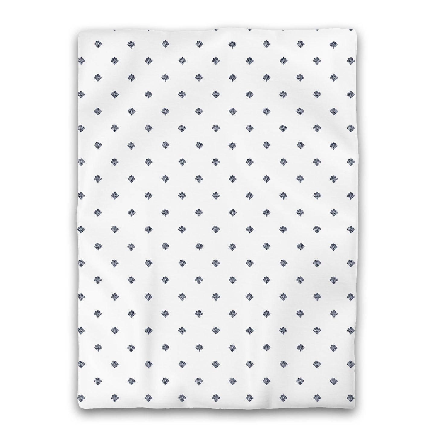 White Microfiber Duvet Cover, Navy Blue Hand-painted Swizzle Motif Print, Twin XL (width x length) 68 x 92 inches / 173 x 234 cm