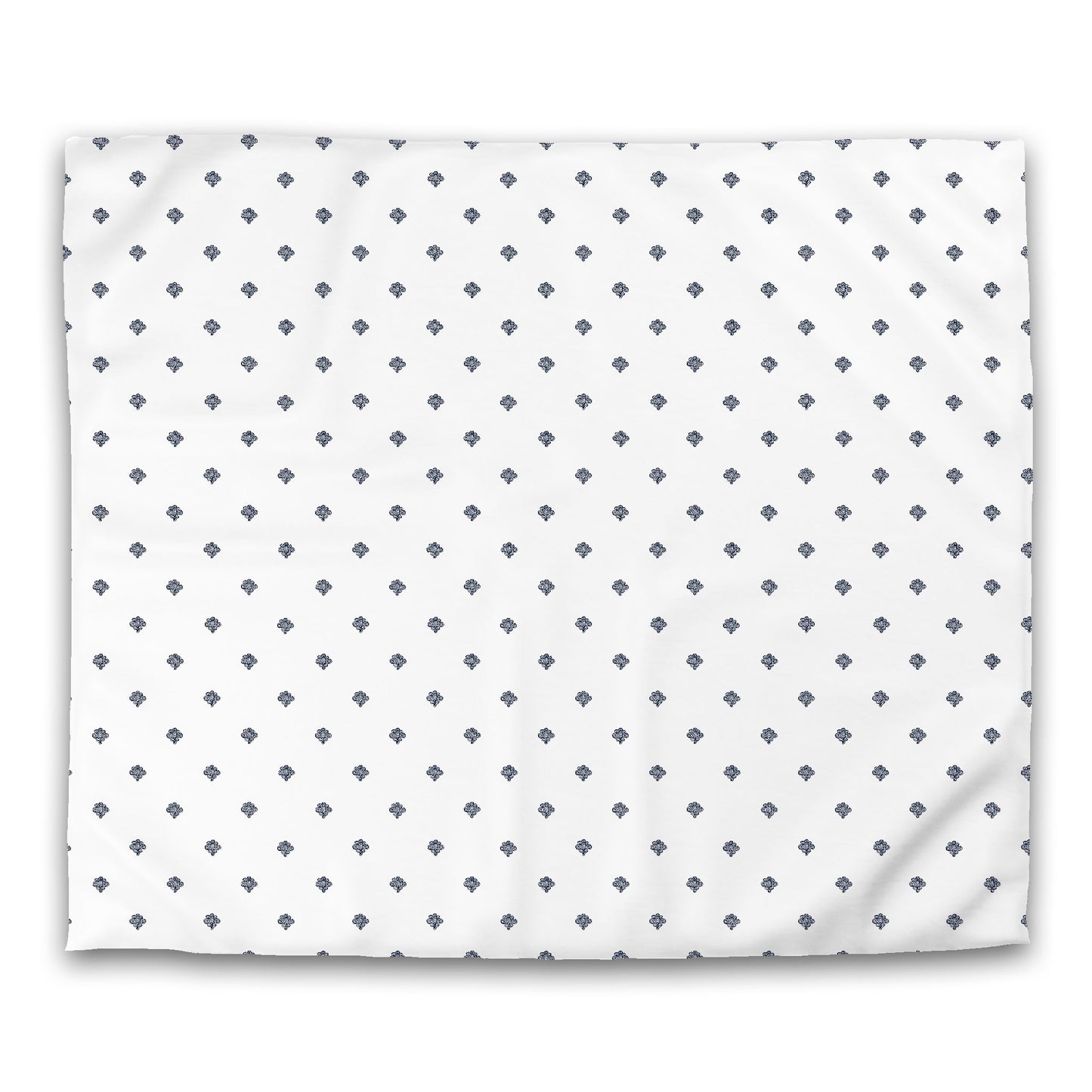 White Microfiber Duvet Cover, Navy Blue Hand-painted Swizzle Motif Print, King (width x length) 104 x 88 inches / 264 x 224 cm