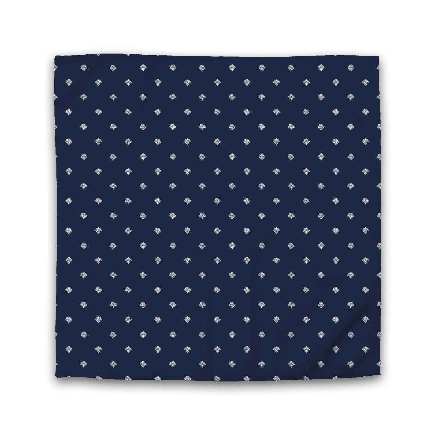 Navy Blue Cotton Sateen Duvet Cover, Off-white Hand-painted Swizzle Motif Print | CSDU-1271-172