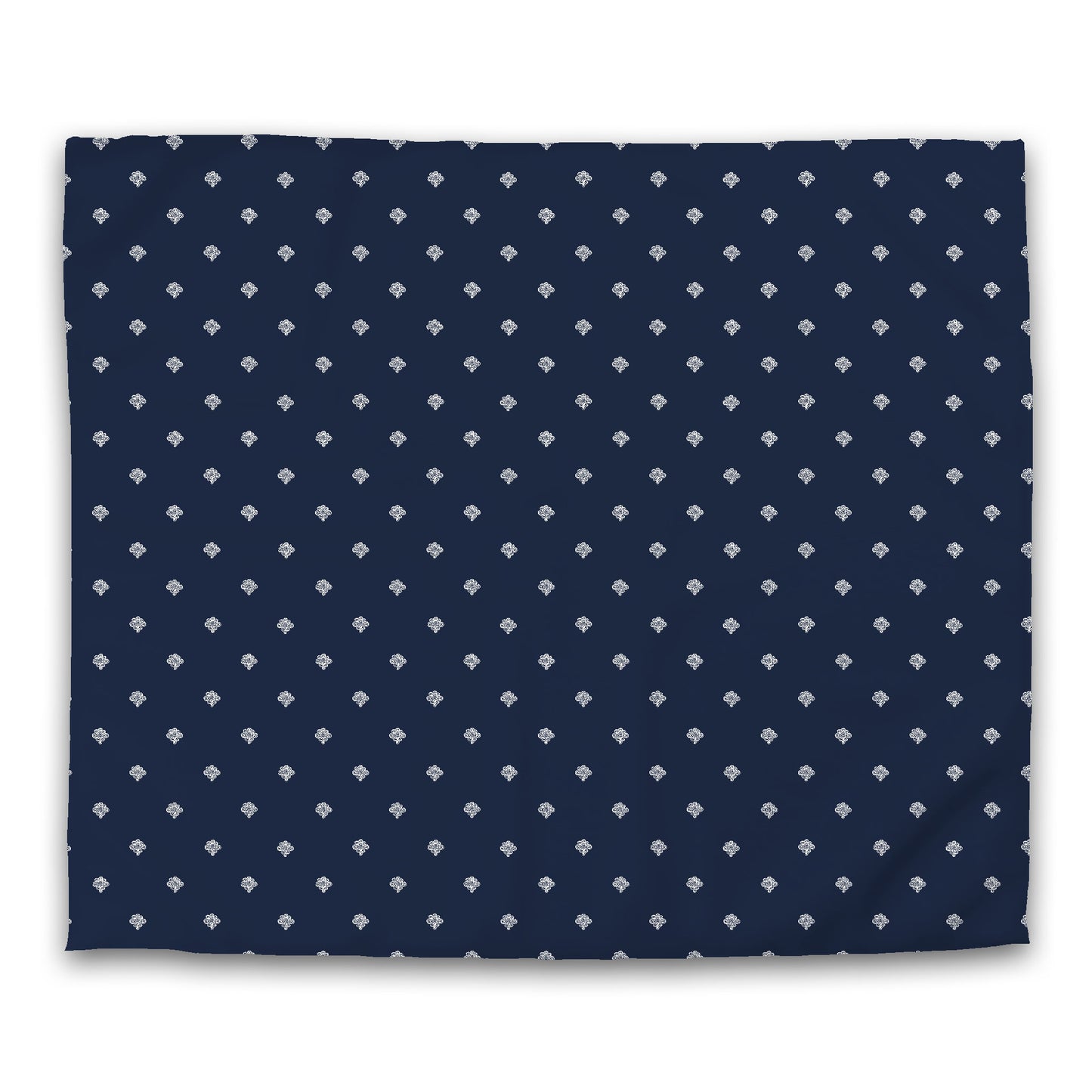 Navy Blue Microfiber Duvet Cover, White Hand-painted Swizzle Motif Print, King (width x length) 104 x 88 inches / 264 x 224 cm