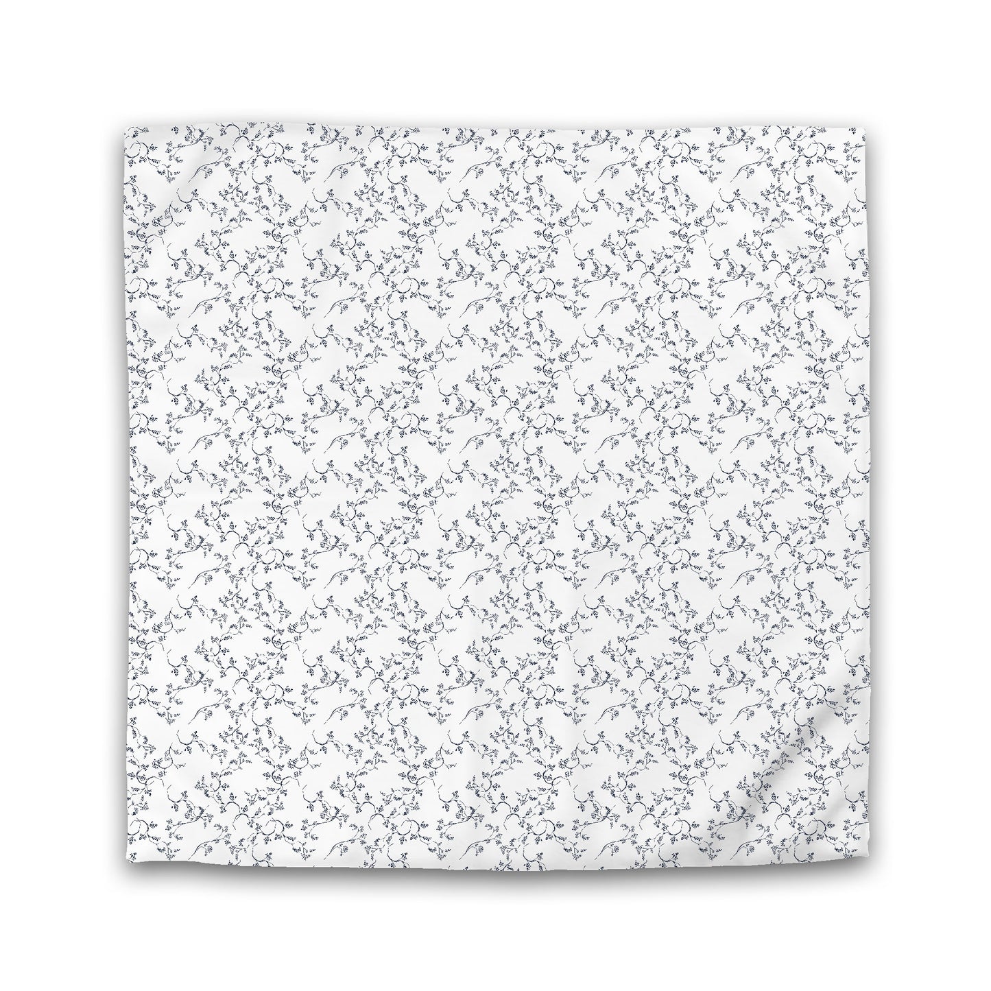 White Microfiber Duvet Cover, Navy Blue Hand-painted Vine Print | MFDU-1271-181