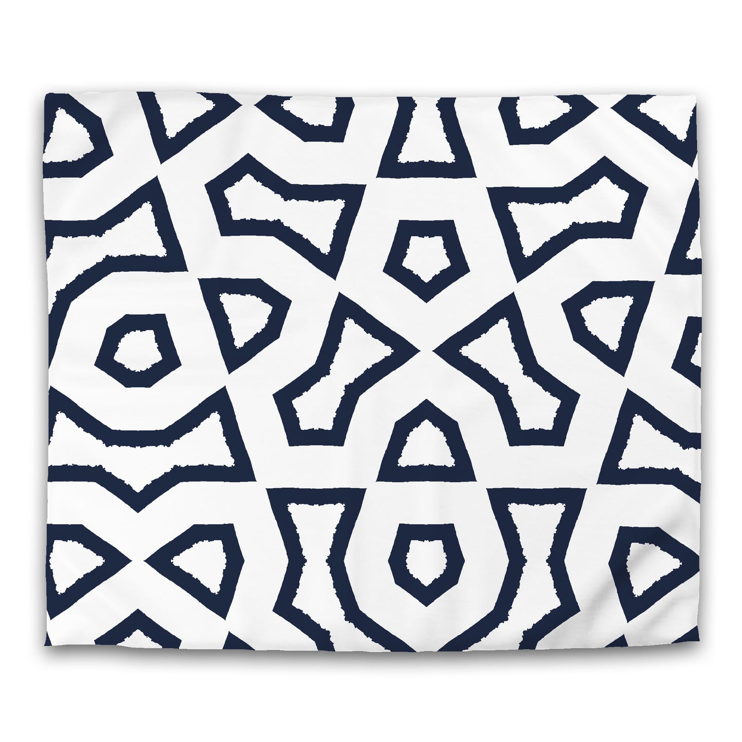 White Microfiber Duvet Cover, Bold Navy Blue Graphic, King (width x length) 104 x 88 inches / 264 x 224 cm