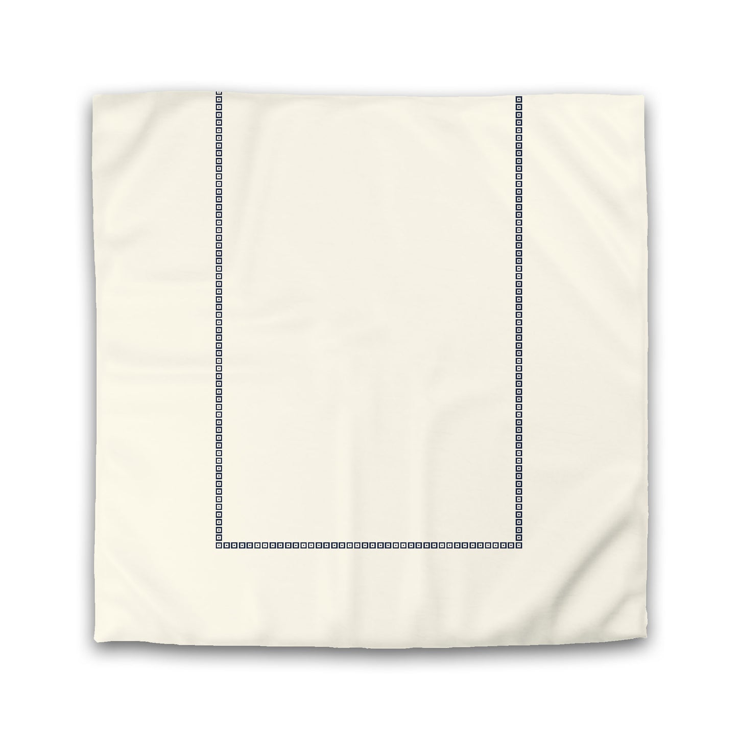 Pale Cream Microfibre Duvet Cover, Navy Blue Repeating Square Motif Print, Classic Border, Queen (width x length) 88 x 88 inches / 224 x 224 cm