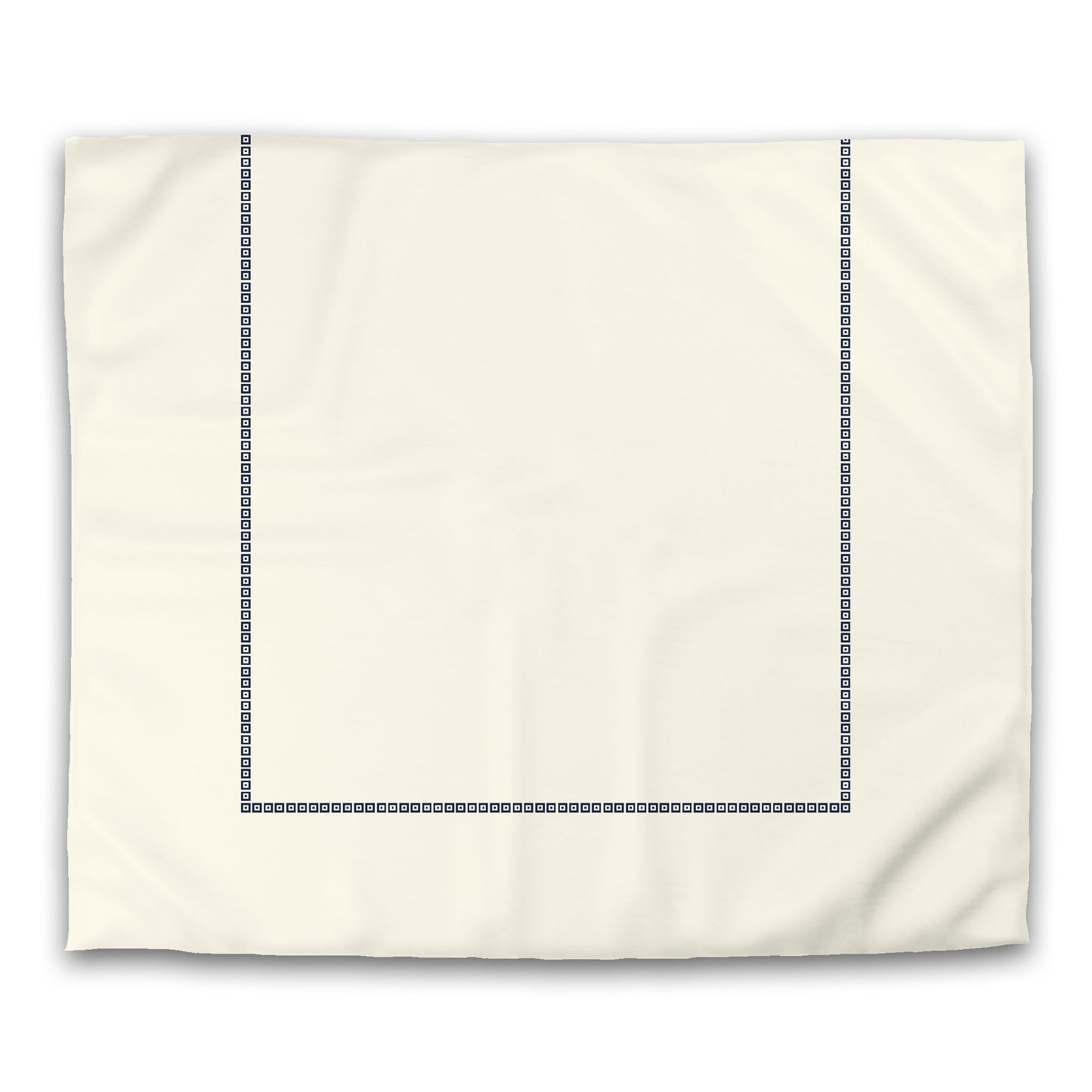 Pale Cream Microfibre Duvet Cover, Navy Blue Repeating Square Motif Print, Classic Border, King (width x length) 104 x 88 inches / 264 x 224 cm