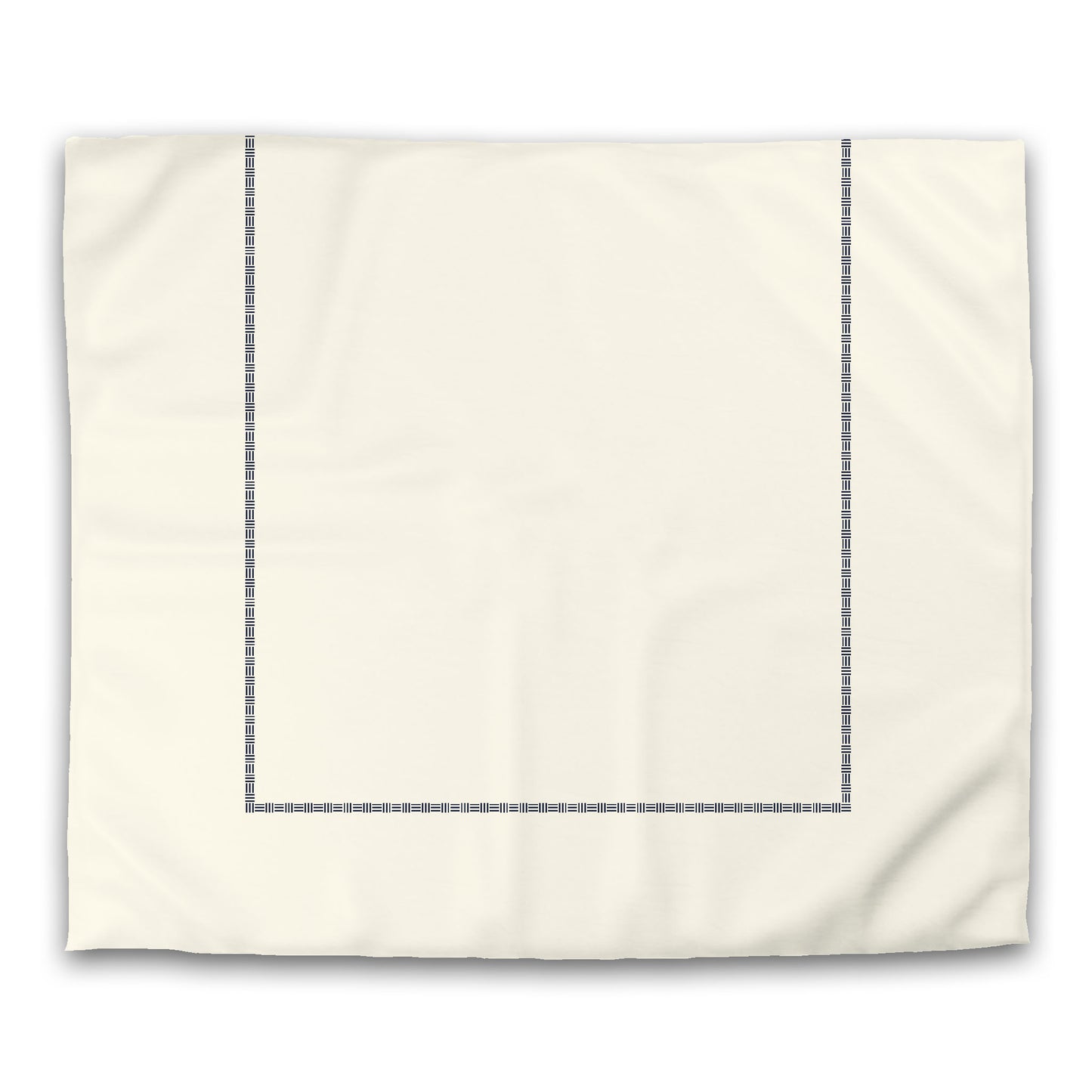 Pale Cream Microfibre Duvet Cover, Navy Blue Single Weave Motif Print, Classic Border, King (width x length) 104 x 88 inches / 264 x 224 cm