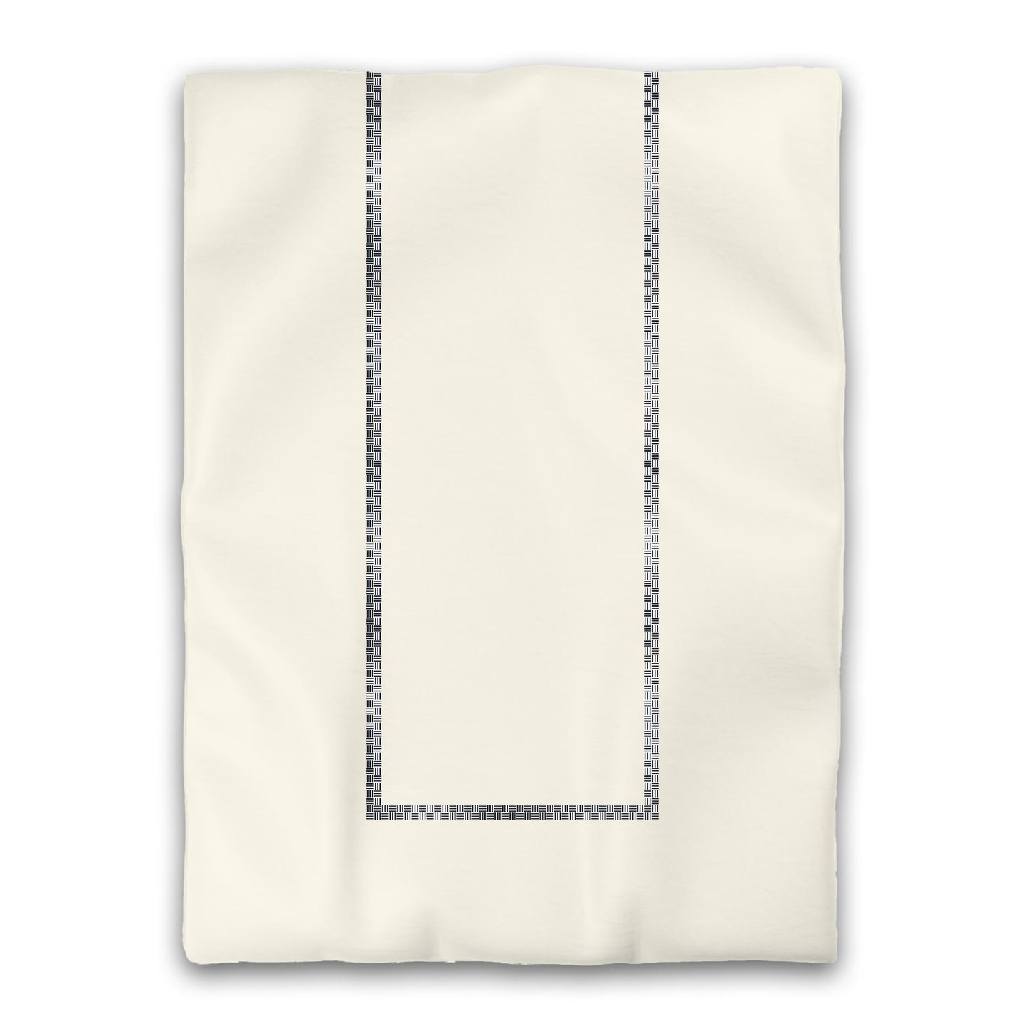 Pale Cream Microfibre Duvet Cover, Navy Blue Double Weave Motif Print, Classic Border, Twin XL (width x length) 68 x 92 inches / 173 x 234 cm