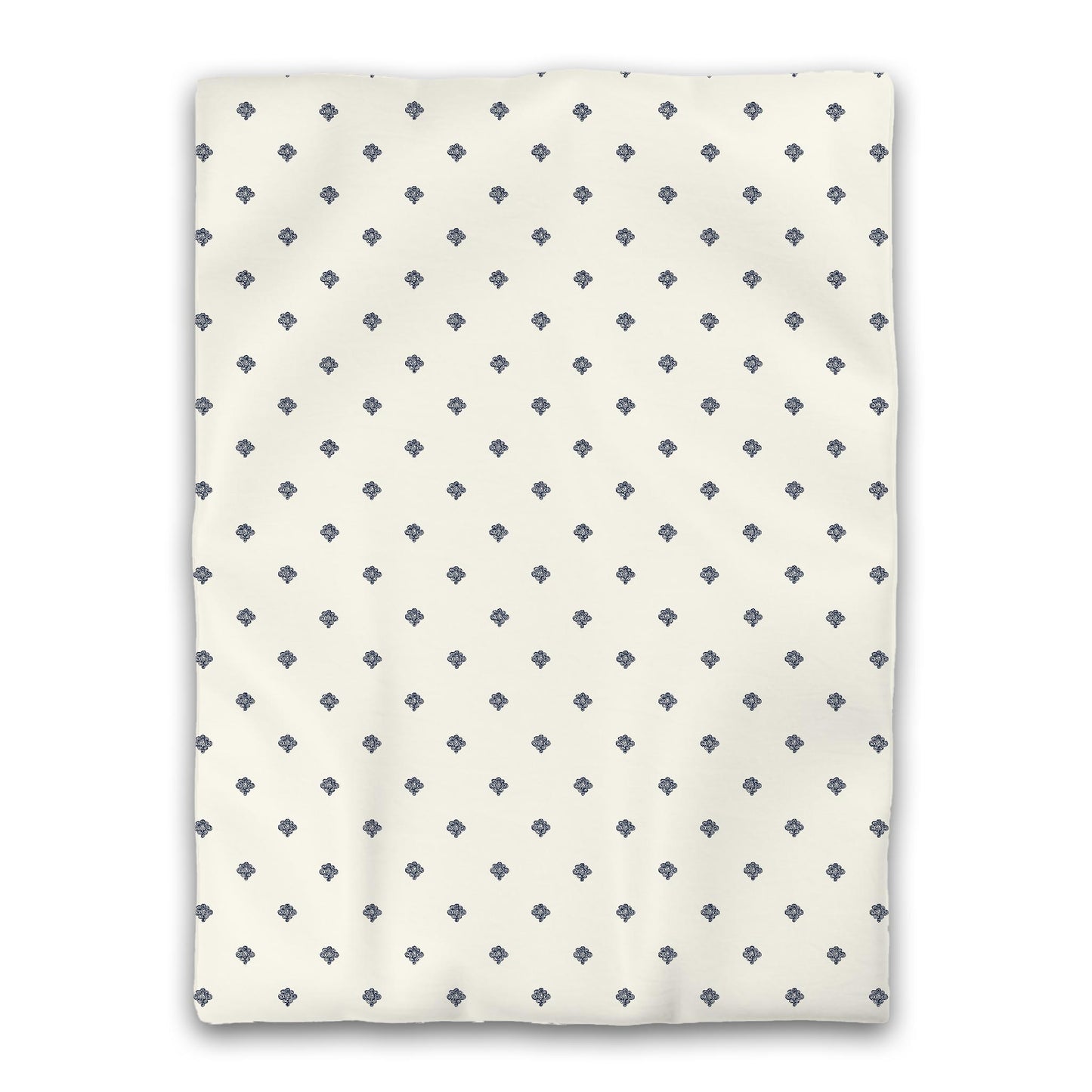 Pale Cream Microfibre Duvet Cover, Navy Blue Hand-painted Swizzle Motif Print, Twin XL (width x length) 68 x 92 inches / 173 x 234 cm
