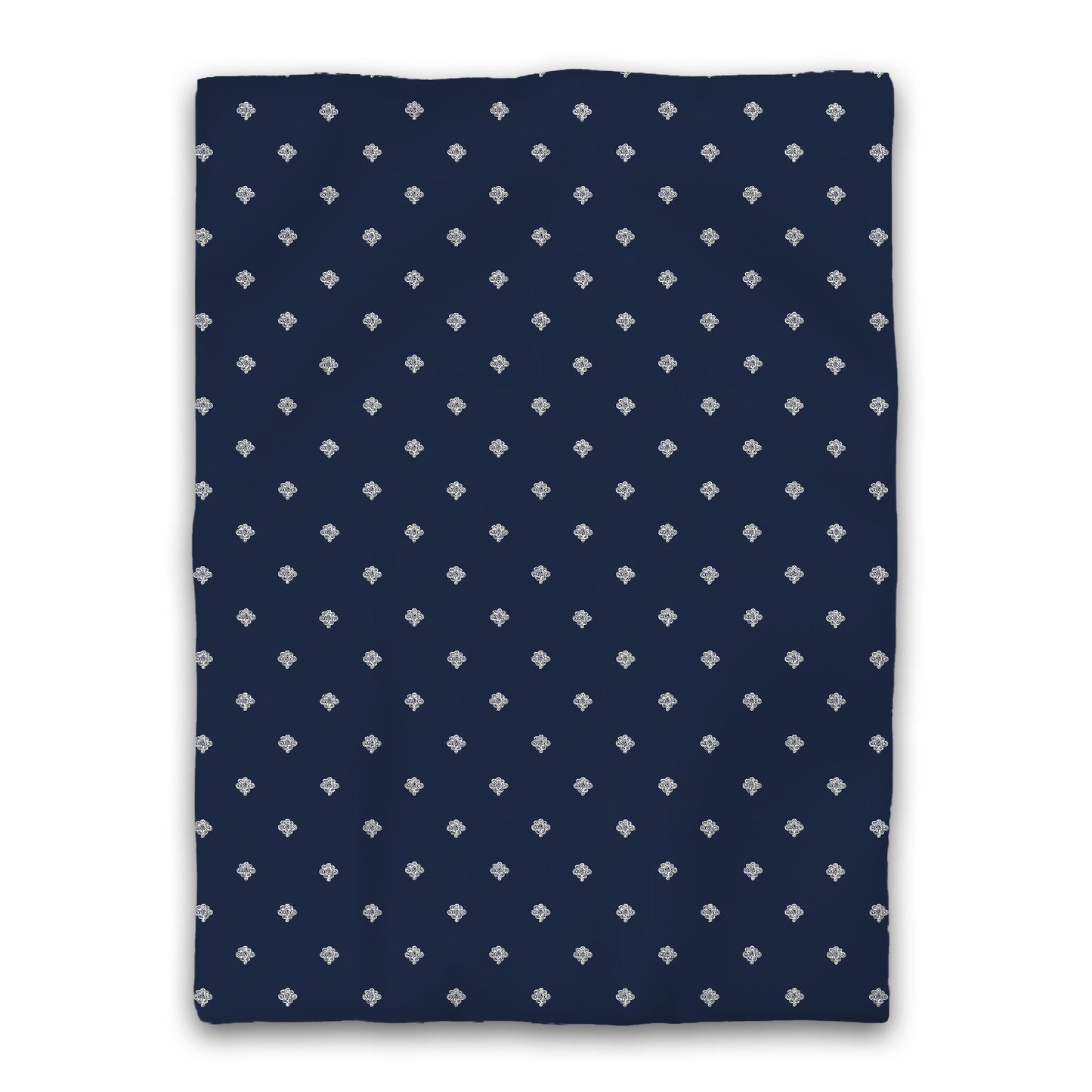 Navy Blue Microfiber Duvet Cover, Pale Cream Hand-painted Swizzle Motif Print, Twin XL (width x length) 68 x 92 inches / 173 x 234 cm