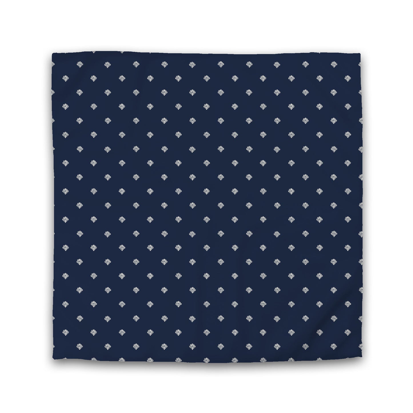 Navy Blue Microfiber Duvet Cover, Pale Cream Hand-painted Swizzle Motif Print, Queen (width x length) 88 x 88 inches / 224 x 224 cm