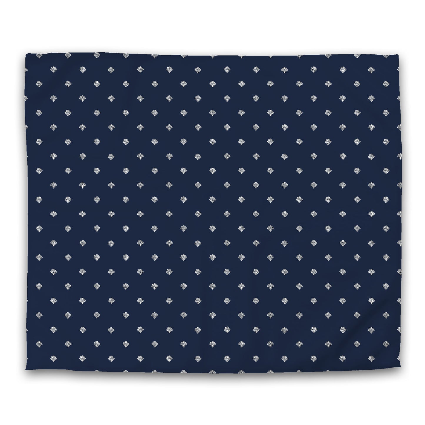 Navy Blue Microfiber Duvet Cover, Pale Cream Hand-painted Swizzle Motif Print, King (width x length) 104 x 88 inches / 264 x 224 cm