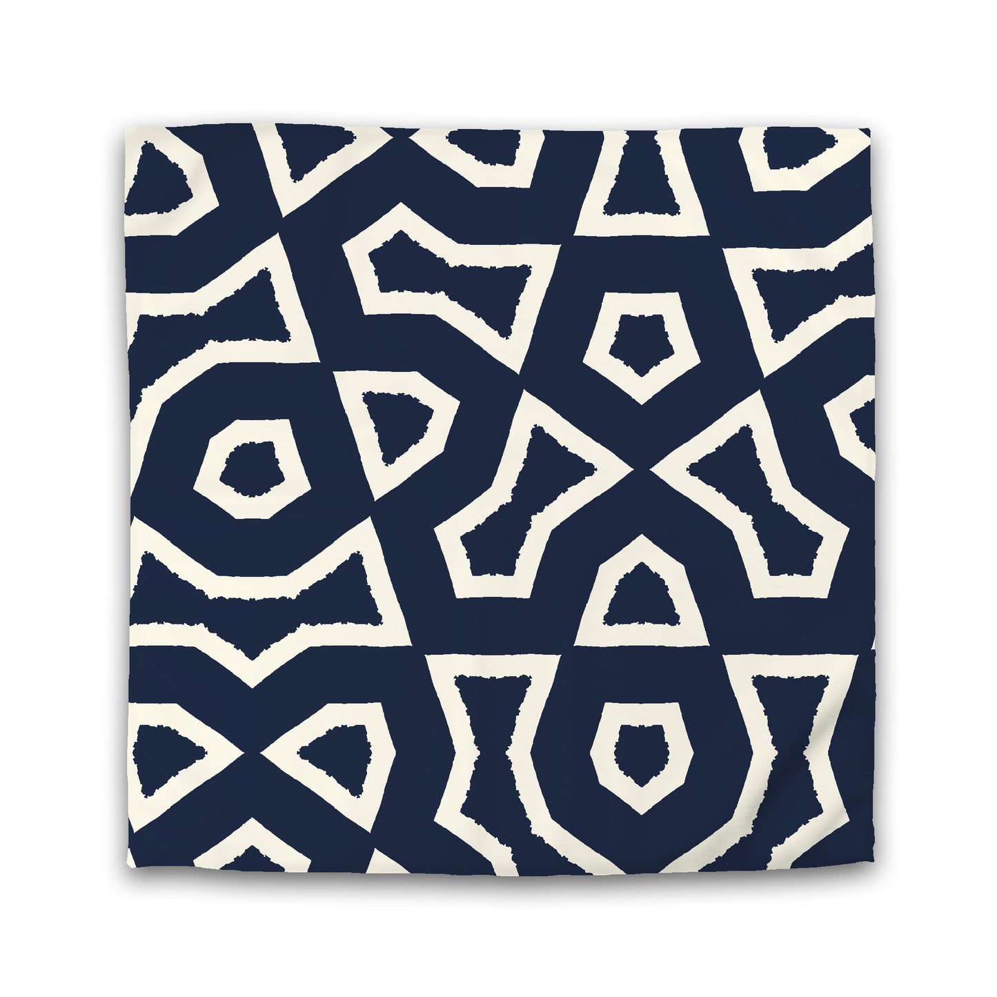 Navy Blue Microfiber Duvet Cover, Bold Pale Cream Graphic, Queen (width x length) 88 x 88 inches / 224 x 224 cm