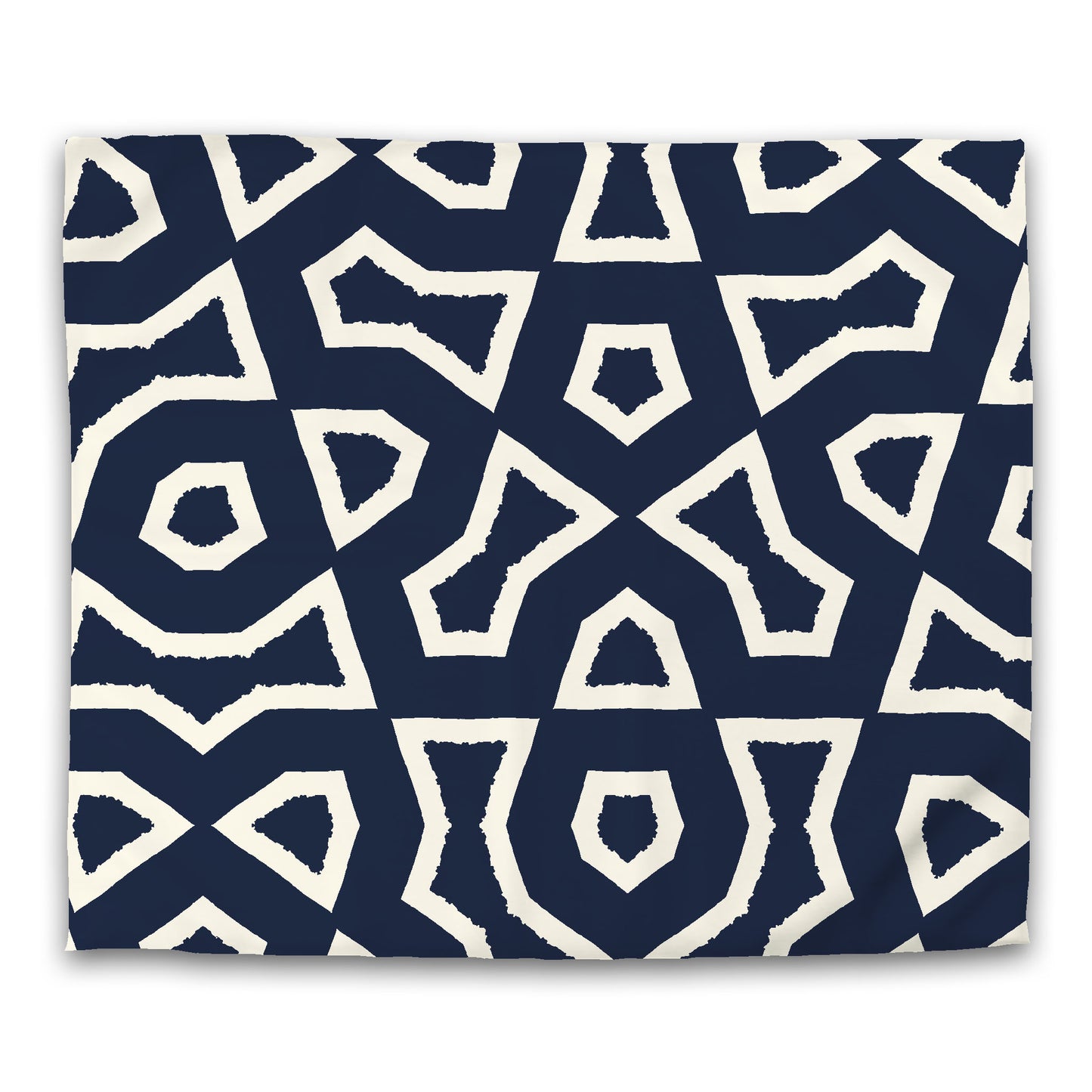 Navy Blue Microfiber Duvet Cover, Bold Pale Cream Graphic, King (width x length) 104 x 88 inches / 264 x 224 cm