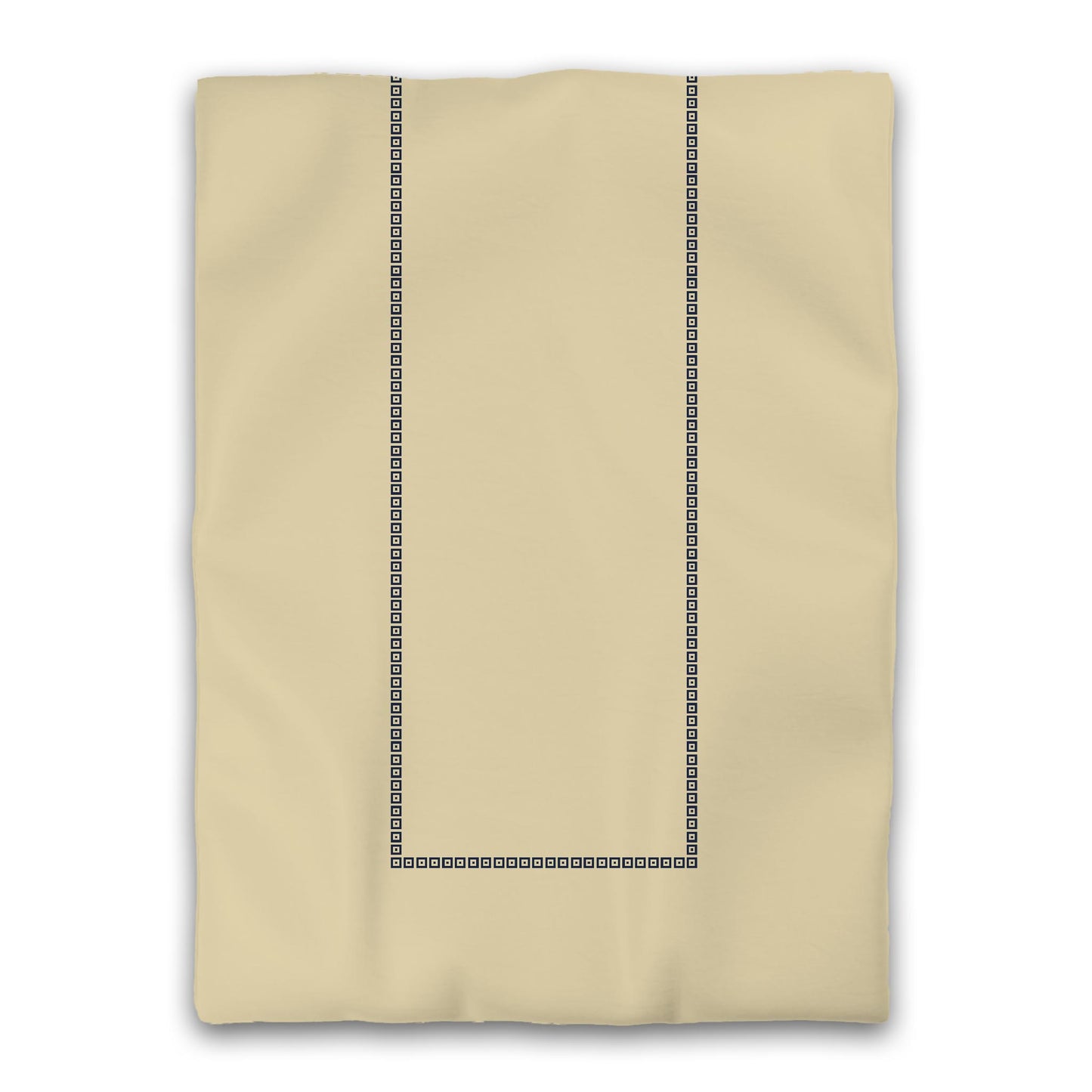Desert Sand Microfibre Duvet Cover, Navy Blue Repeating Square Motif Print, Classic Border, Twin XL (width x length) 68 x 92 inches / 173 x 234 cm