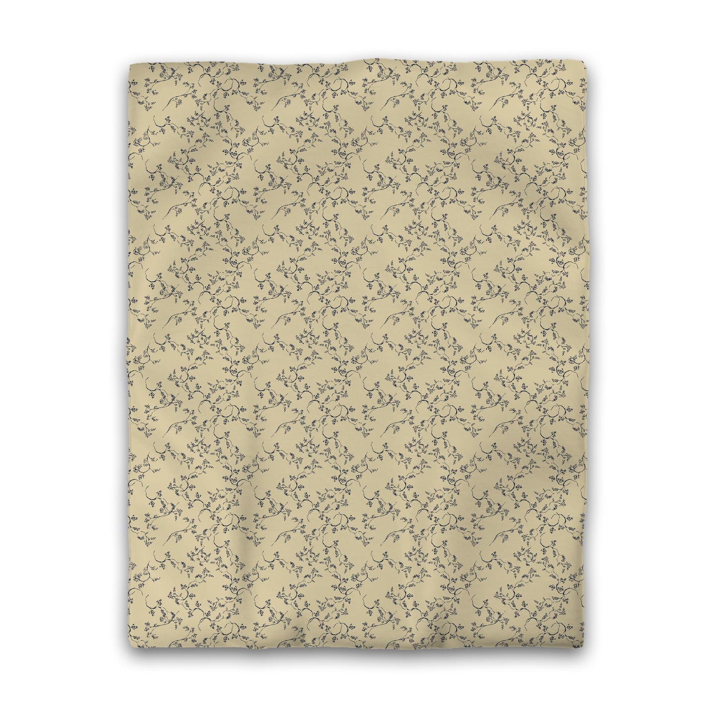 Desert Sand Microfibre Duvet Cover, Navy Blue Hand-painted Vine Print, Twin (width x length) 68 x 88 inches / 173 x 224 cm