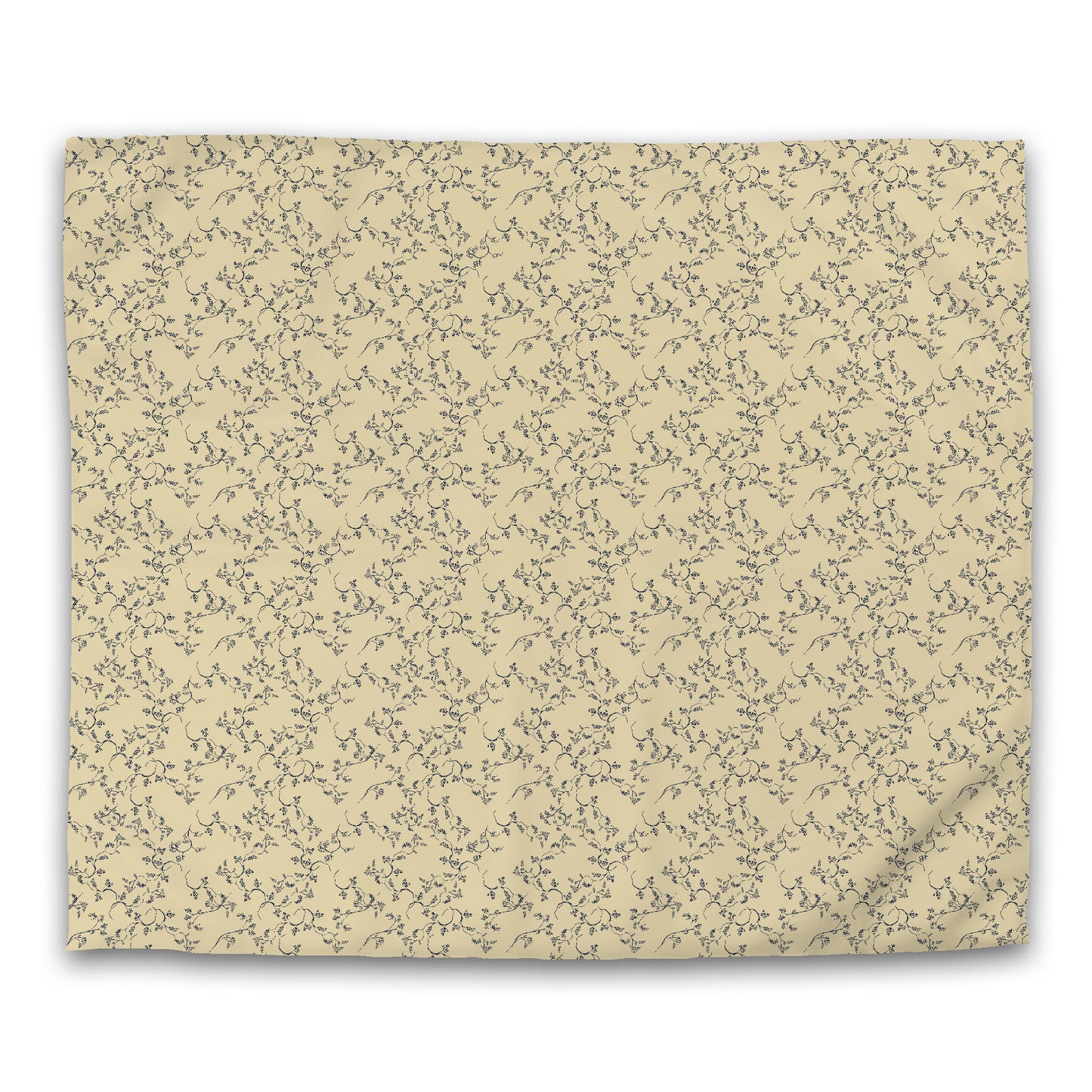 Desert Sand Microfibre Duvet Cover, Navy Blue Hand-painted Vine Print, King (width x length) 104 x 88 inches / 264 x 224 cm