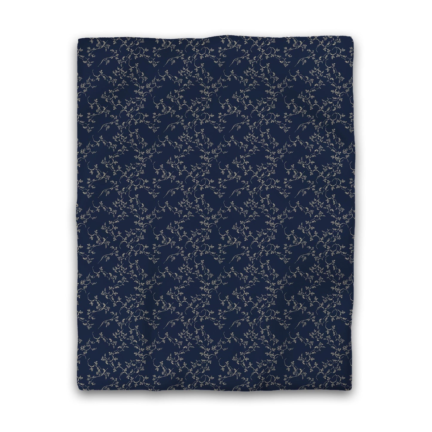 Navy Blue Microfiber Duvet Cover, Desert Sand Hand-painted Vine Print, Twin (width x length) 68 x 88 inches / 173 x 224 cm