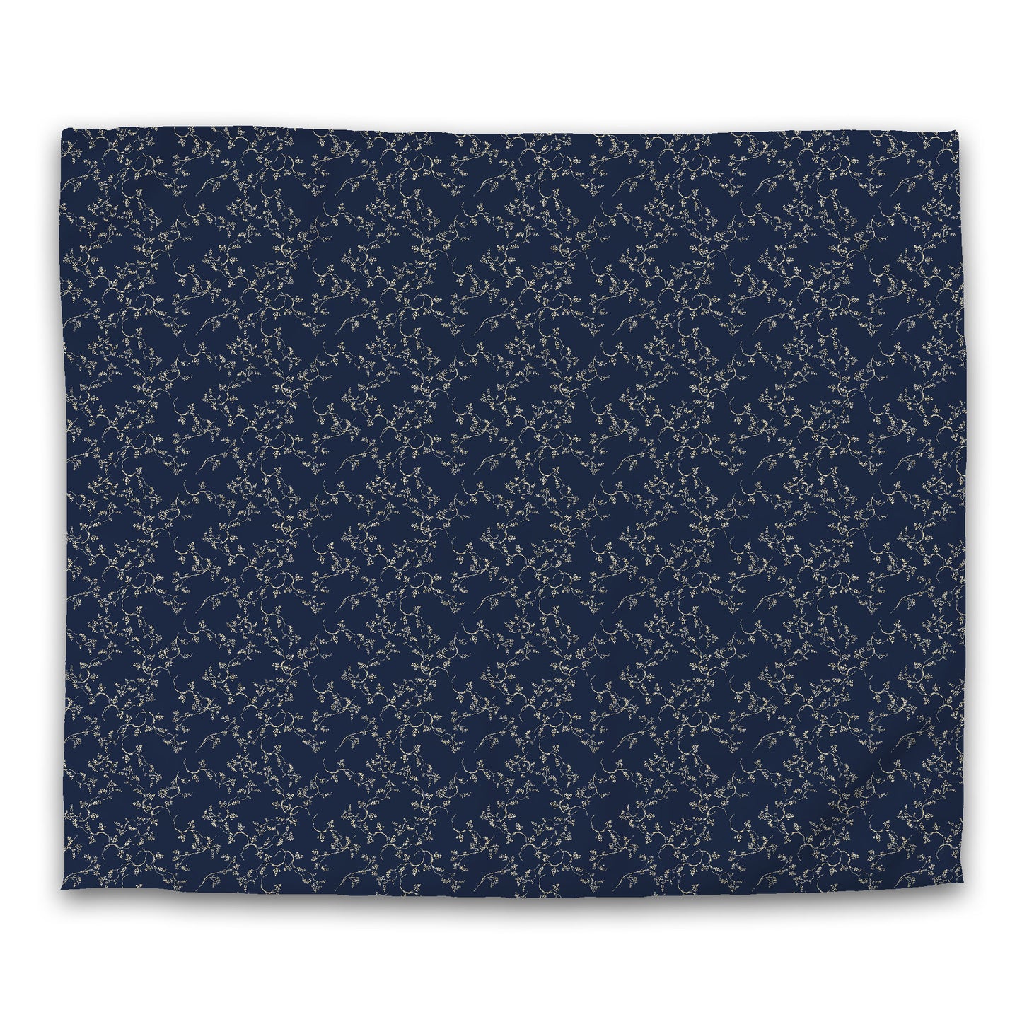 Navy Blue Microfiber Duvet Cover, Desert Sand Hand-painted Vine Print, King (width x length) 104 x 88 inches / 264 x 224 cm