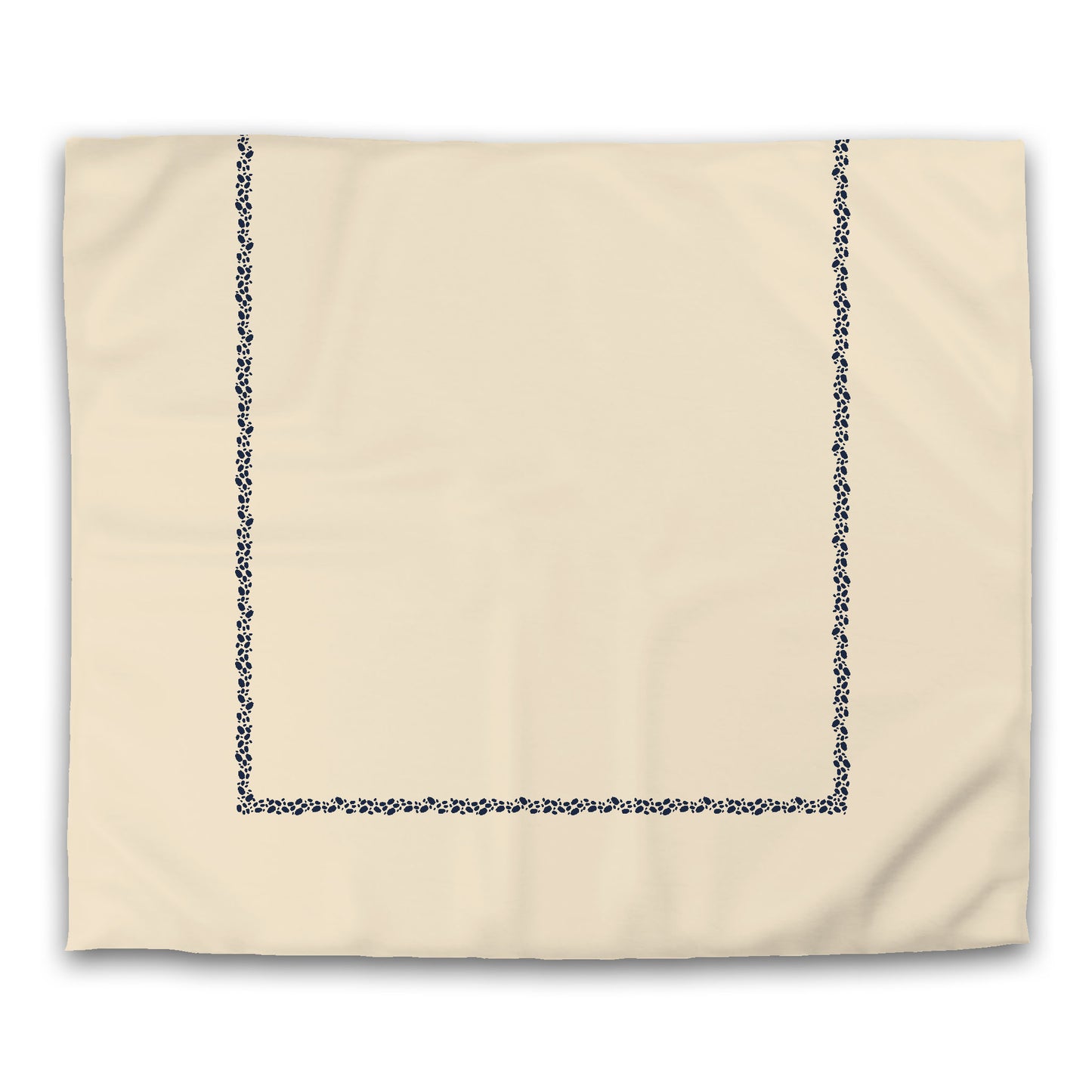 Beige Microfiber Duvet Cover, Navy Blue Hand-painted Dab Motif Print, Classic Border, King (width x length) 104 x 88 inches / 264 x 224 cm