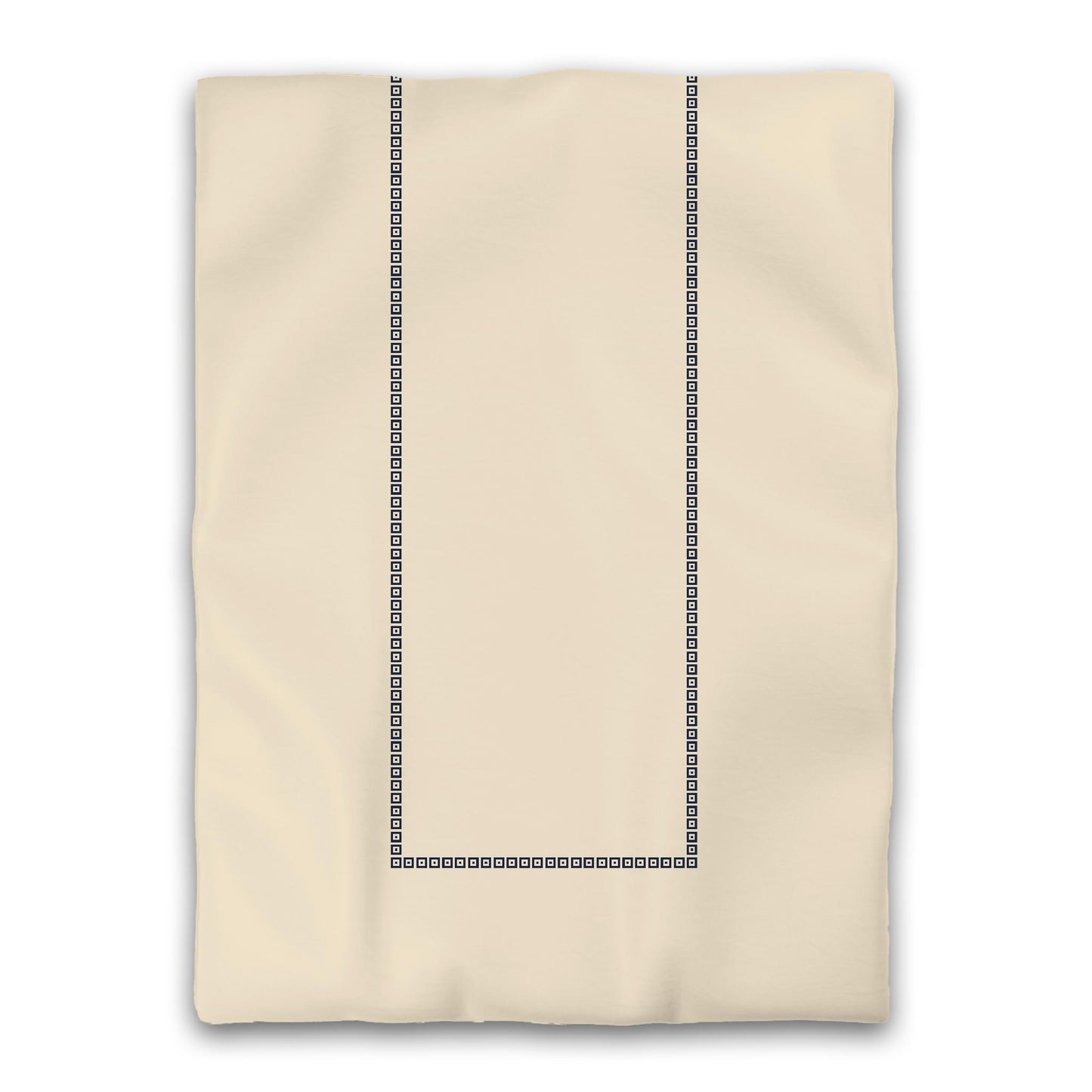 Beige Microfiber Duvet Cover, Navy Blue Repeating Square Motif Print, Classic Border, Twin (width x length) 68 x 88 inches / 173 x 224 cm