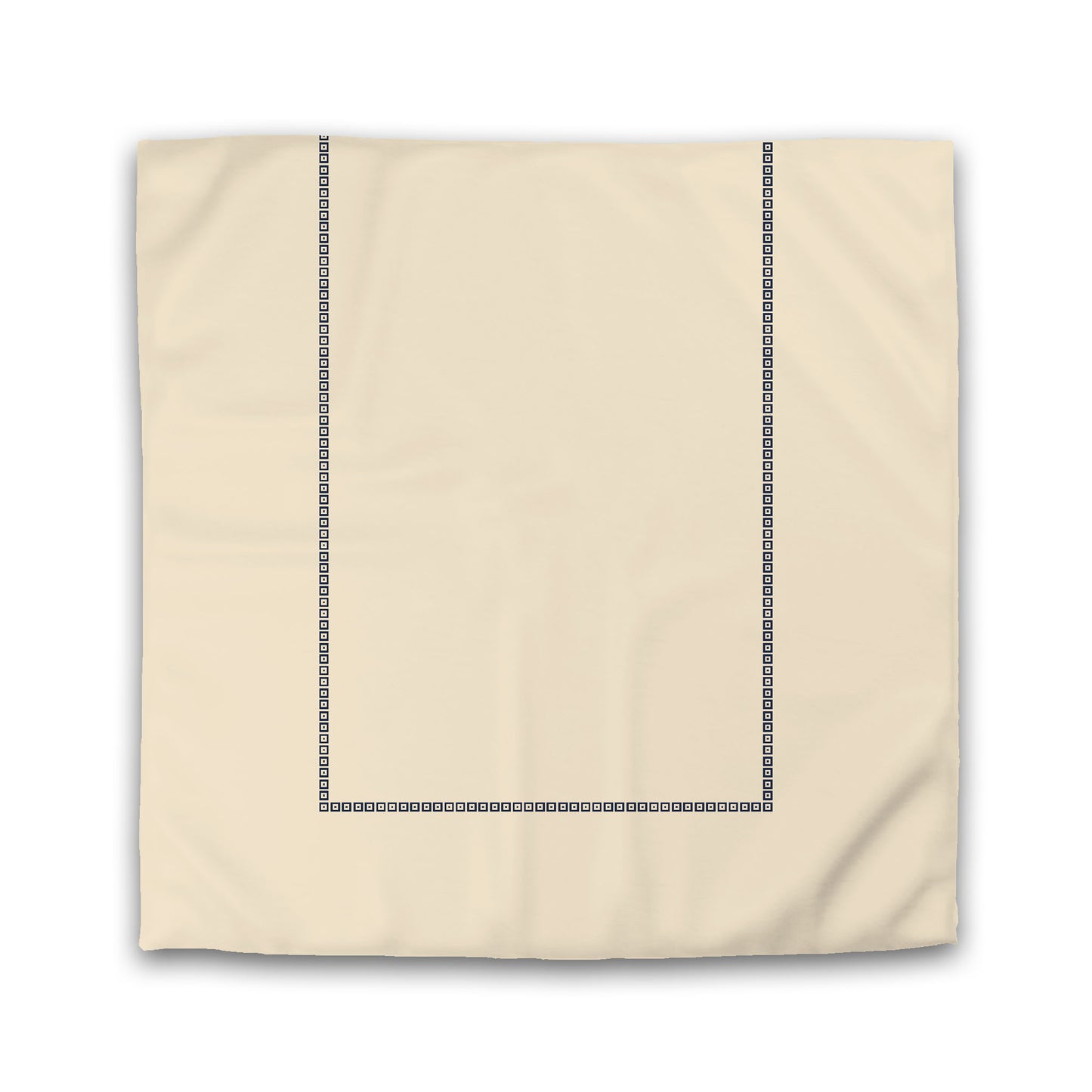 Beige Microfiber Duvet Cover, Navy Blue Repeating Square Motif Print, Classic Border, Twin XL (width x length) 68 x 92 inches / 173 x 234 cm