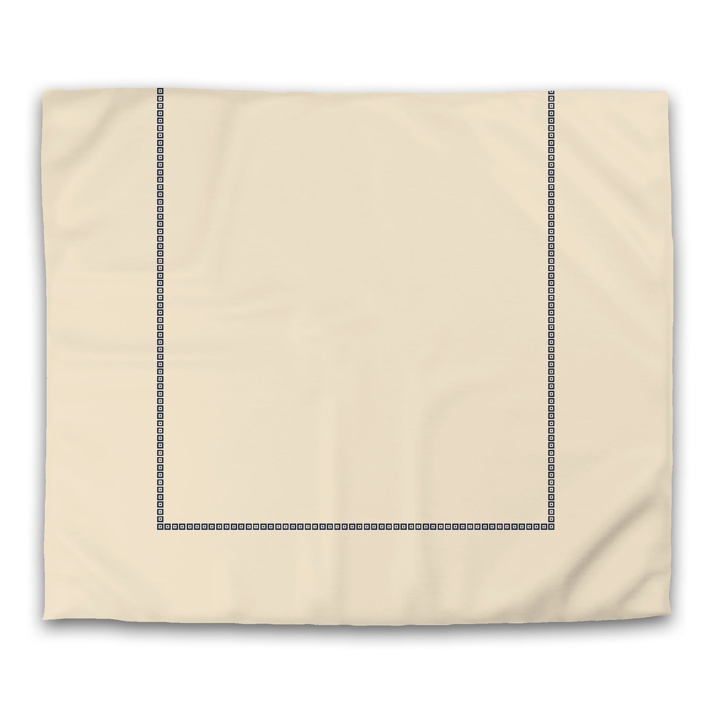 Beige Microfiber Duvet Cover, Navy Blue Repeating Square Motif Print, Classic Border, King (width x length) 104 x 88 inches / 264 x 224 cm