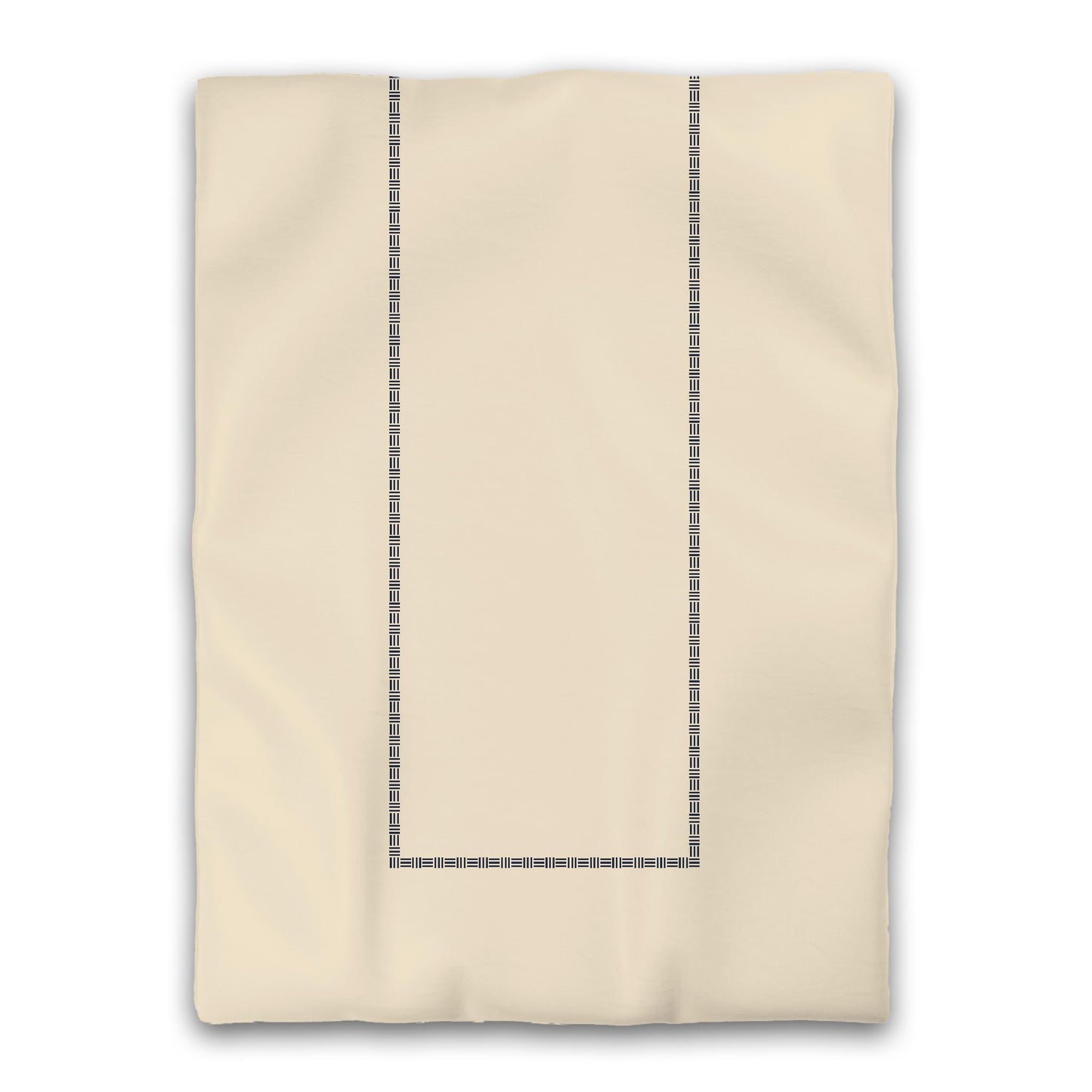 Beige Microfiber Duvet Cover, Navy Blue Single Weave Motif Print, Classic Border, Twin (width x length) 68 x 88 inches / 173 x 224 cm